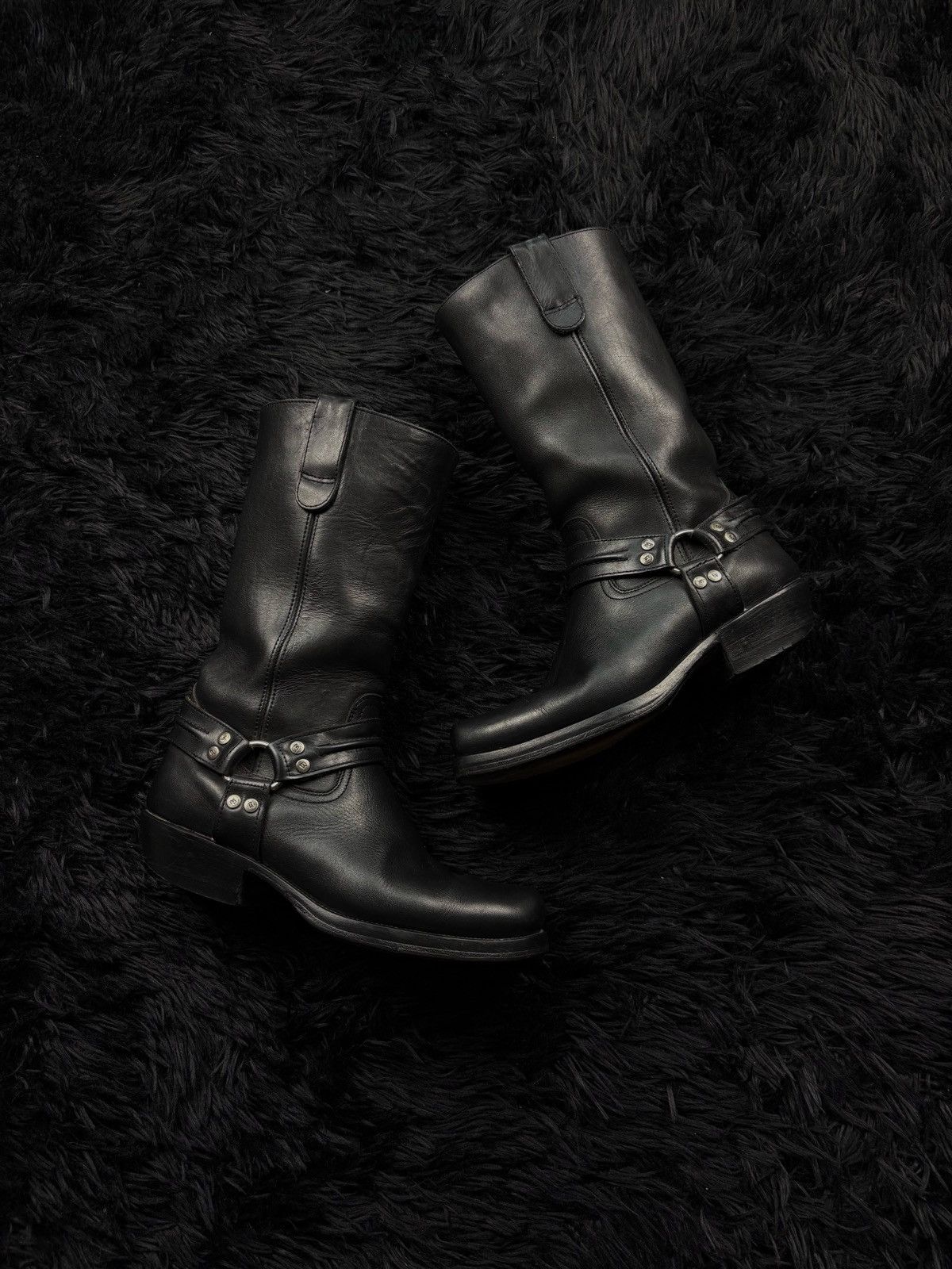 Rick Owens Style western cowboy biker leather boots