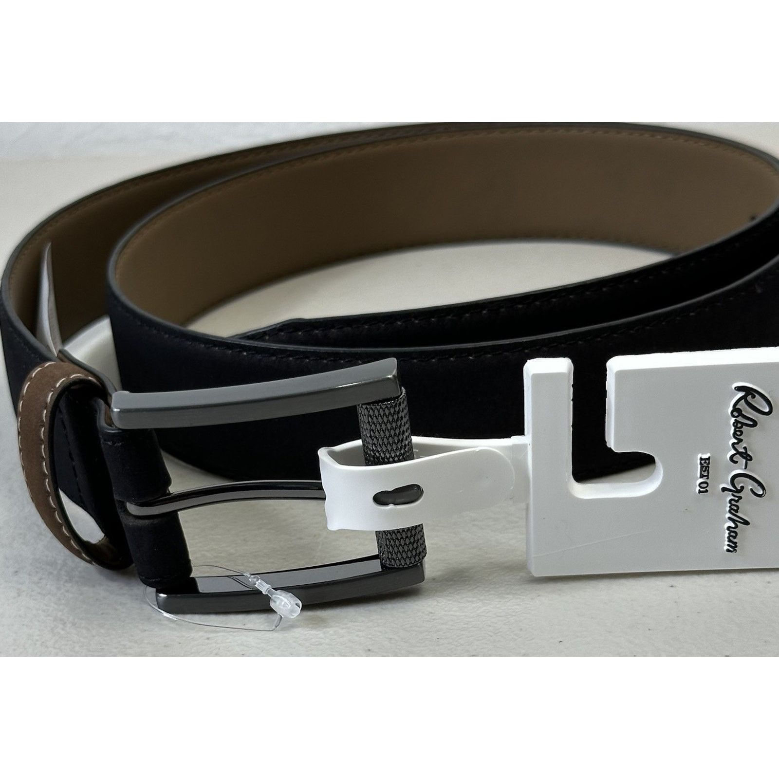 Robert Graham Robert Graham Black Suede Ripaso Belt Men's sz 38 signature Size 38 - 2 Thumbnail