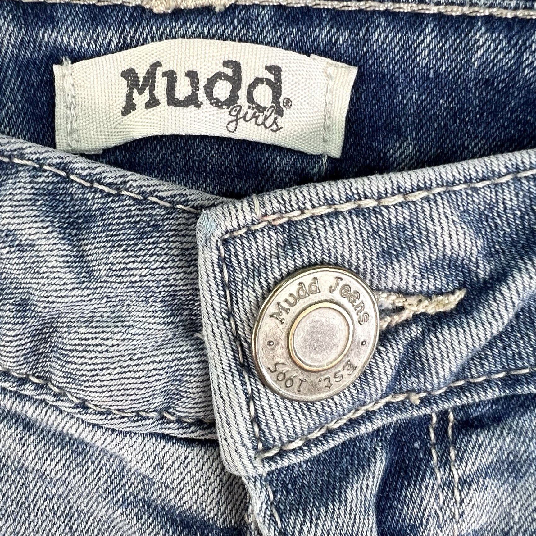 Denime VINTAGE Mudd Girls Denim Shorts Womens Size 14 Low Rise Lace Embroidered Casual Summer Size 36" / US 14 / IT 50 - 3 Thumbnail