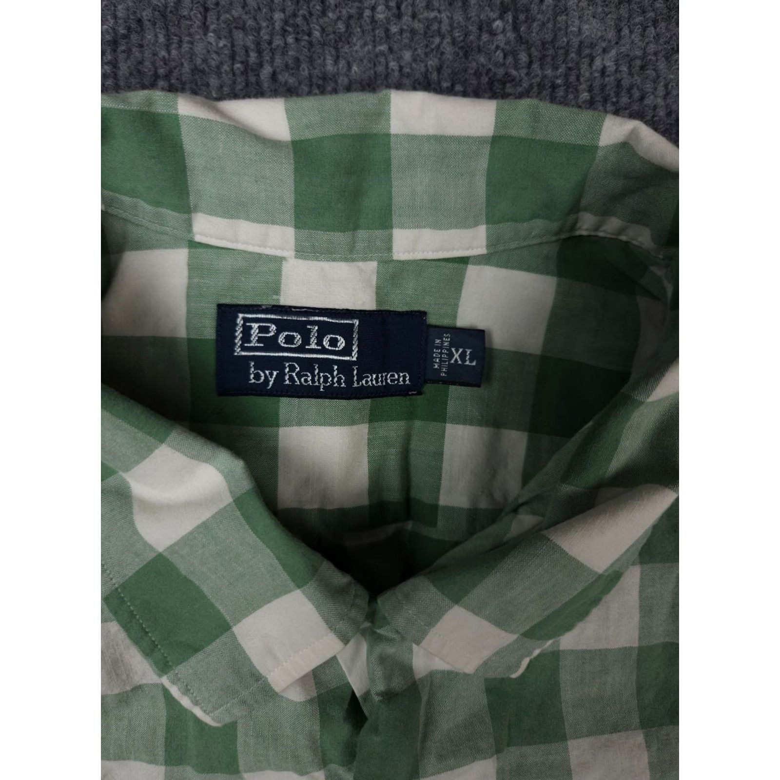 Polo Ralph Lauren VINTAGE Polo Ralph Lauren Shirt Mens XL Plaid Green White Short Sleeve Relaxed Pockets Button-Up Camp Collar Size US XL / EU 56 / 4 - 3 Thumbnail