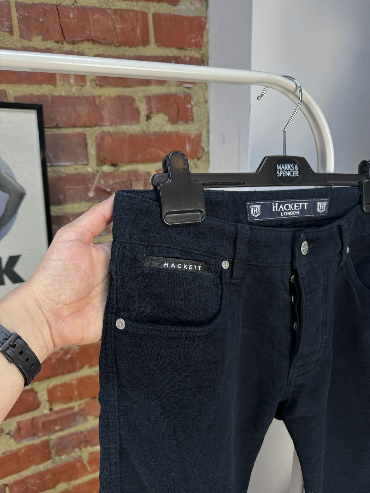 Hackett HACKETT London Velour Cotton Navy Blue Chino Pants Trousers Size US 31 - 4 Thumbnail