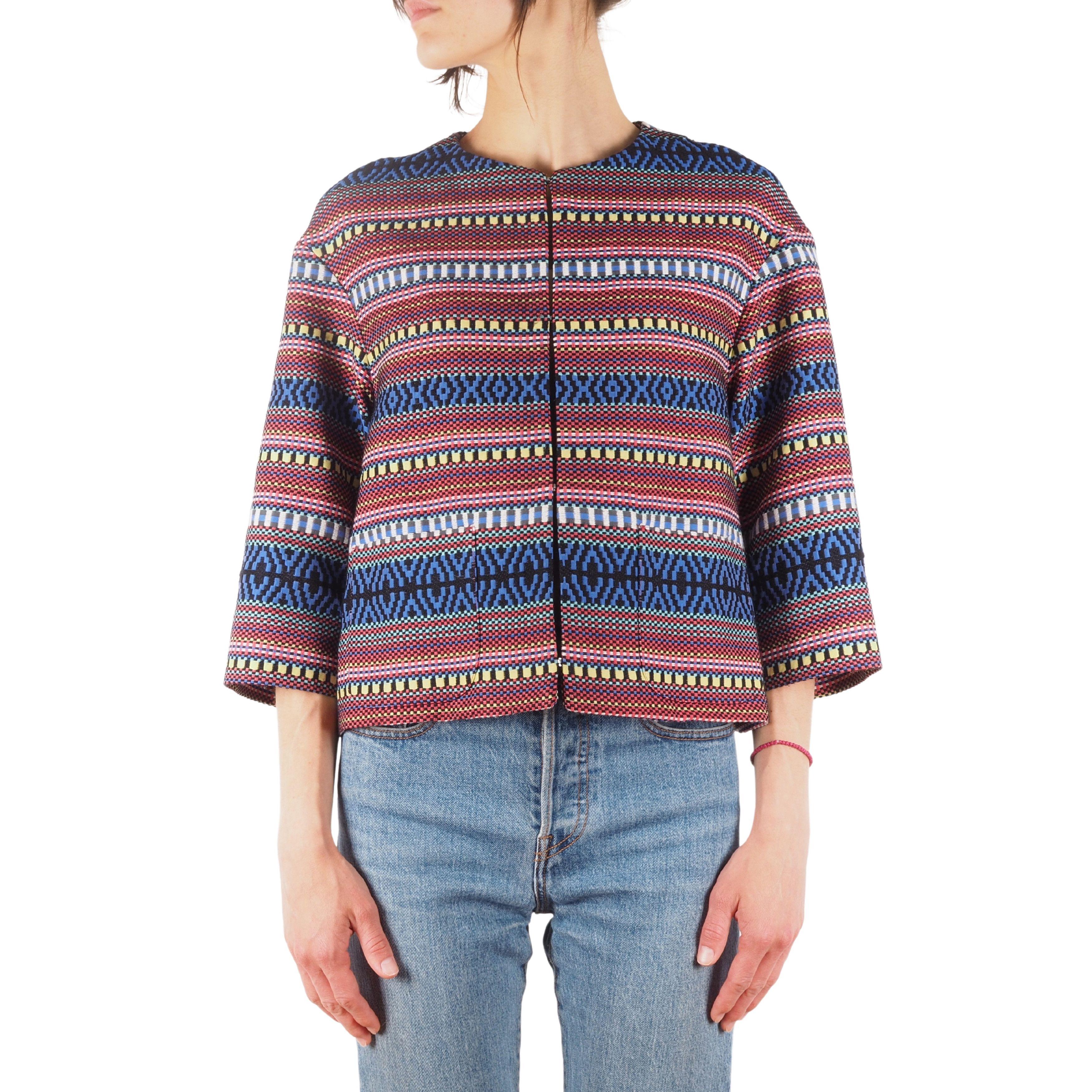 Max Mara × Weekend Max Mara Max Mara Weekend Tribal Pattern Cropped Jacket Multicolor Size M / US 6-8 / IT 42-44 - 1 Thumbnail