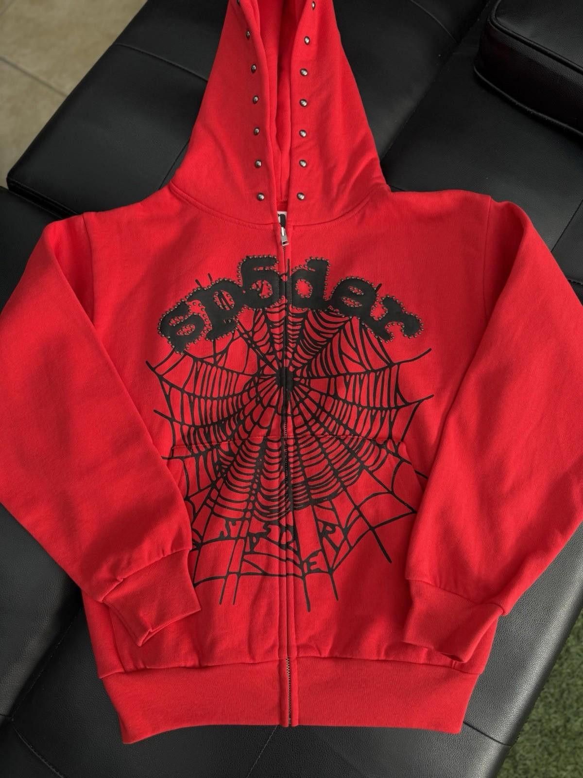 Sp5der Sp5der Worldwide Red Zip Up Studded Hoodie Size Small (NEW) Size US S / EU 44-46 / 1 - 2 Thumbnail