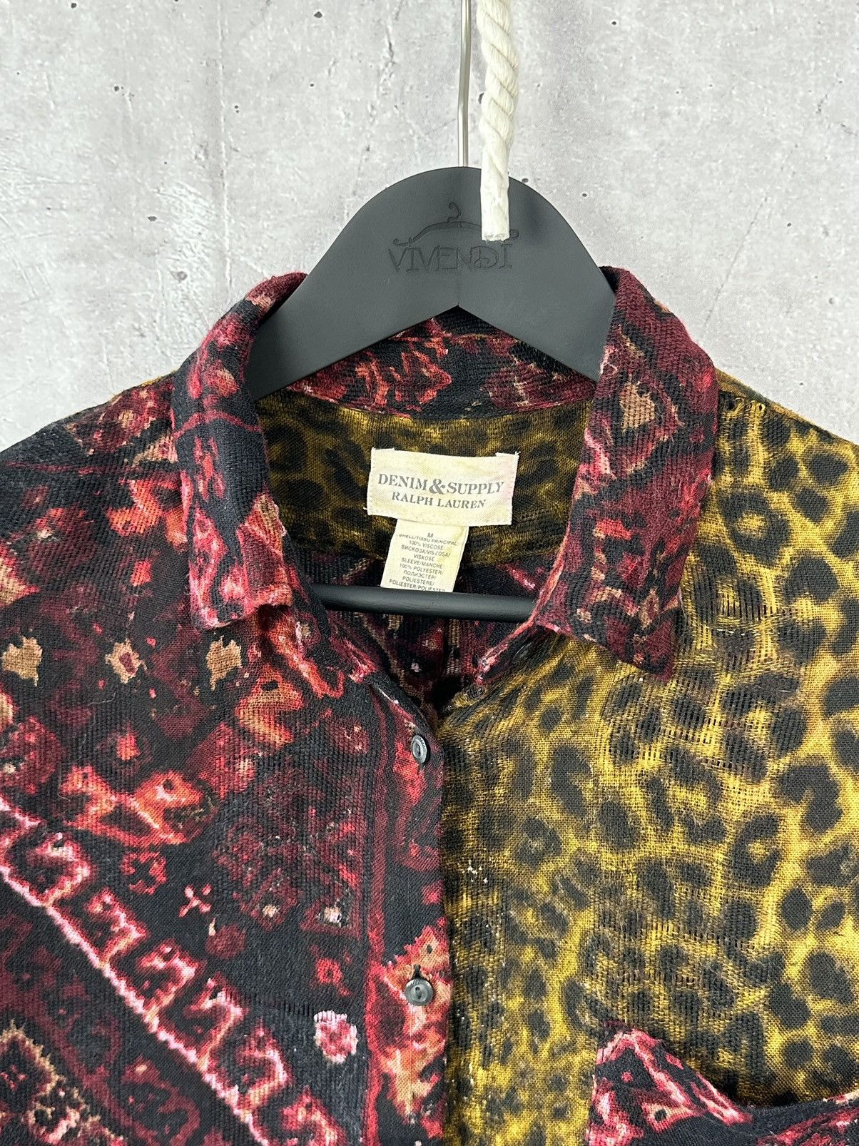 Denim & Supply Ralph Lauren × Vintage Denim&Supply Ralph Laurent Leopard Aztec Printed Mesh Shirt Size M / US 6-8 / IT 42-44 - 4 Thumbnail