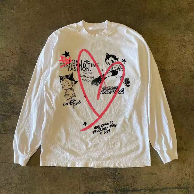 Japanese Brand Cartoon Astro Boy pattern casual retro long sleeve t-shirt Size US L / EU 52-54 / 3 - 1 Thumbnail