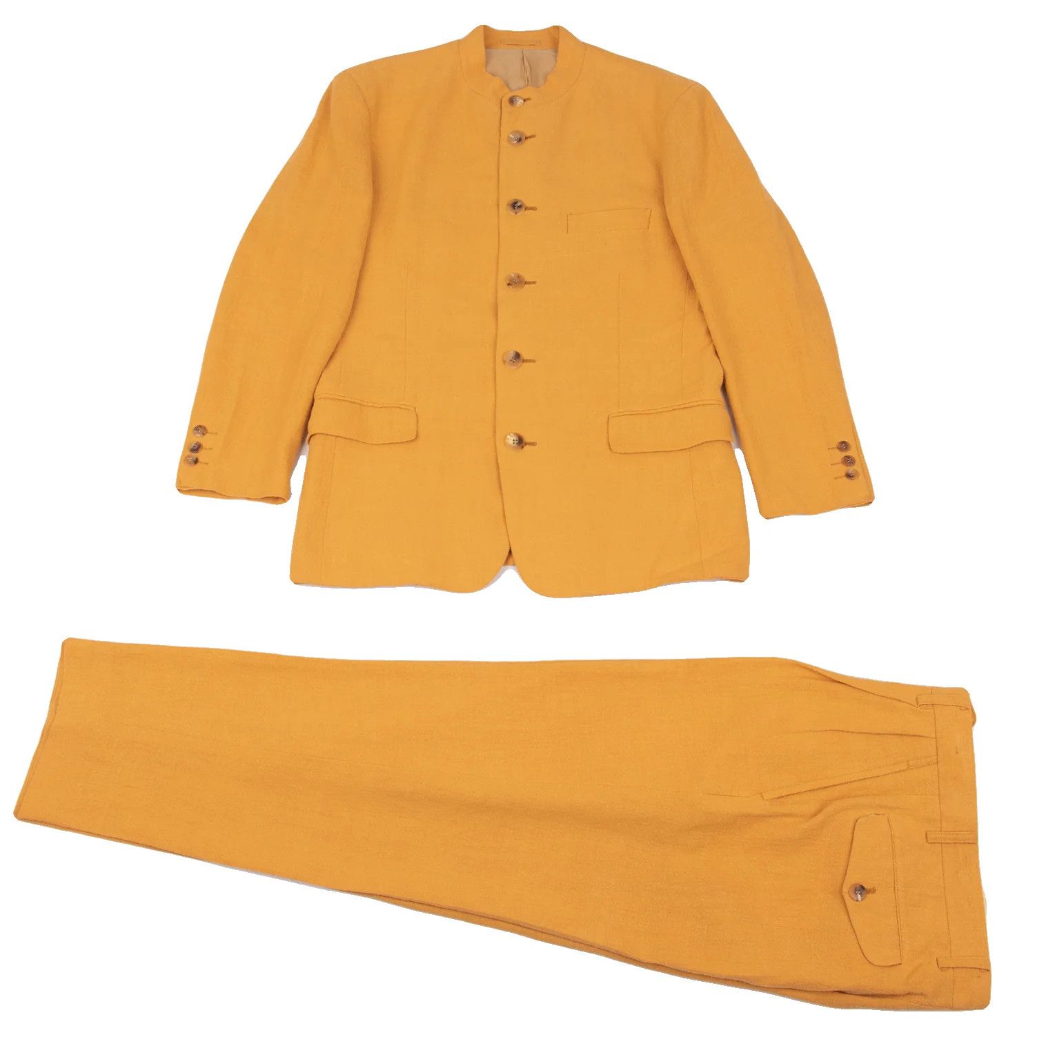 Issey Miyake Linen Two-Tuck Pants in Mustard, Size M Size US 38 / EU 54 - 16 Thumbnail