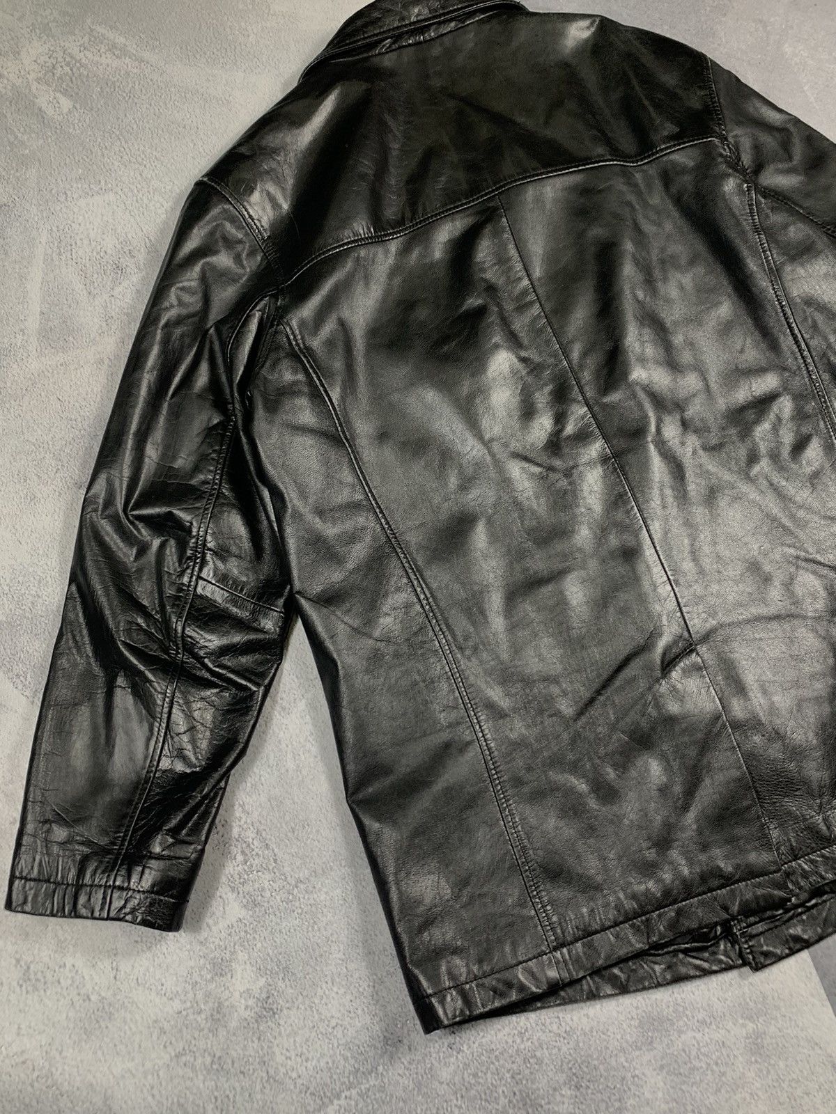 Leather × Vintage Vintage 90s Opium Elongated Leather blazer Jacket Coat Size US L / EU 52-54 / 3 - 8 Thumbnail