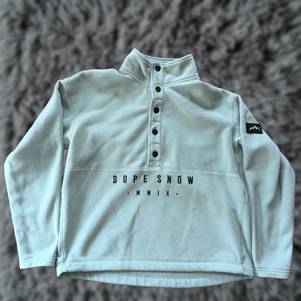 Vintage DOPE Dope Snow Comfy Fleece Pullover Jacket 1/2 Button Green M Women Long Sleeve Lightweight Collared Snap Vintage No? Size M / US 6-8 / IT 42-44 - 1 Thumbnail