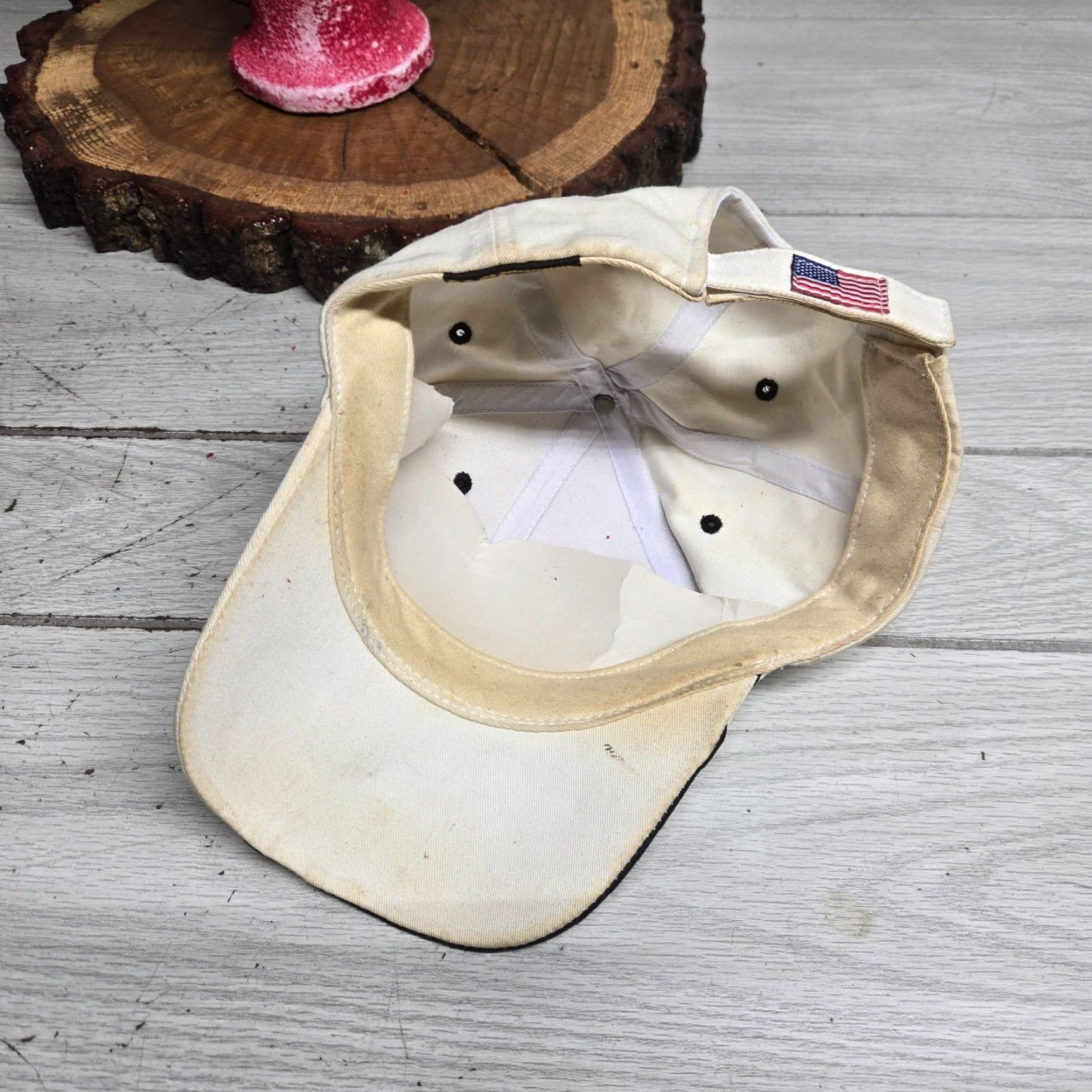 Vintage NS Norfolk Southern Cap Hat NS Train Cap Adult Adjustable C & S Construction Logo Baseball Hat Ivory Cotton Blend Knit Men's Hat Size ONE SIZE - 6 Thumbnail