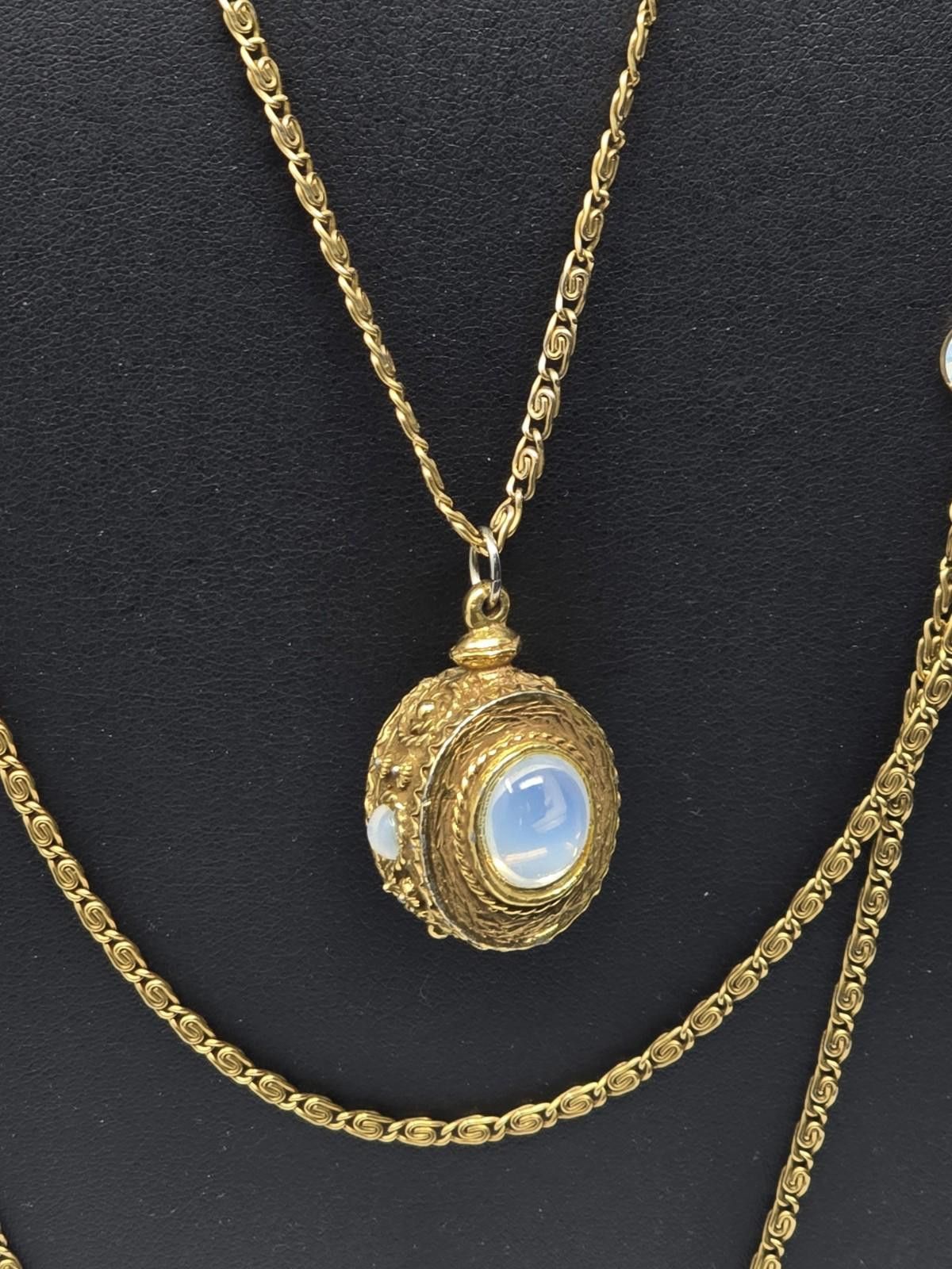 Other Vintage Goldette Multi Strand Necklace w/ Opaline Pendant Size ONE SIZE - 3 Thumbnail