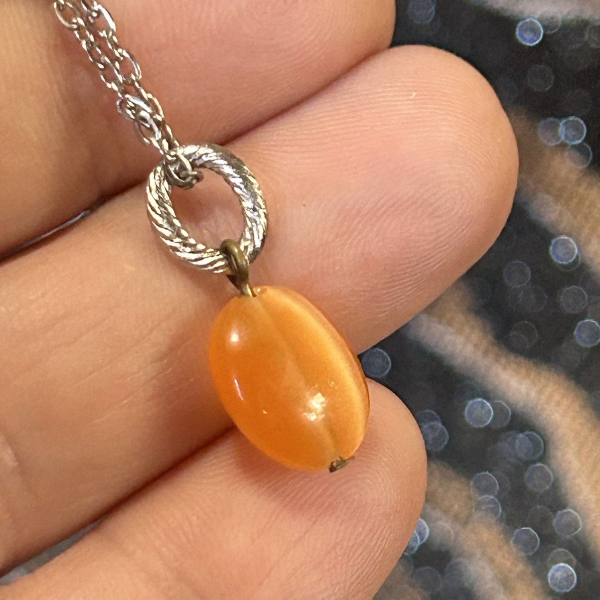 Handmade Handcrafted vintage cat eye glass pendant on chain necklace Size ONE SIZE - 6 Thumbnail