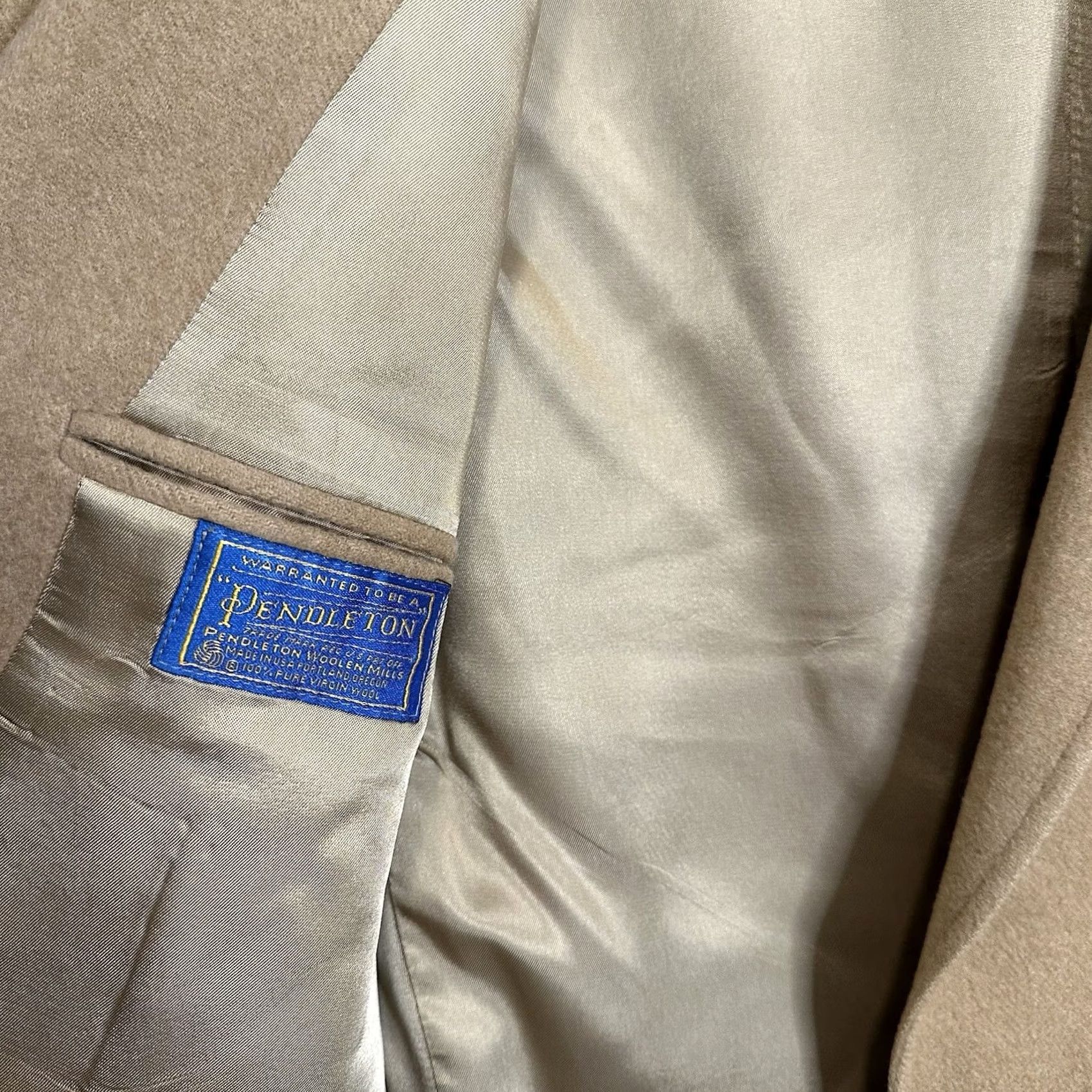 Pendleton VINTAGE Pendleton Blazer Coat 2 Button Mens XL Wool Beige USA Made 90s Sports Size 46R - 3 Thumbnail