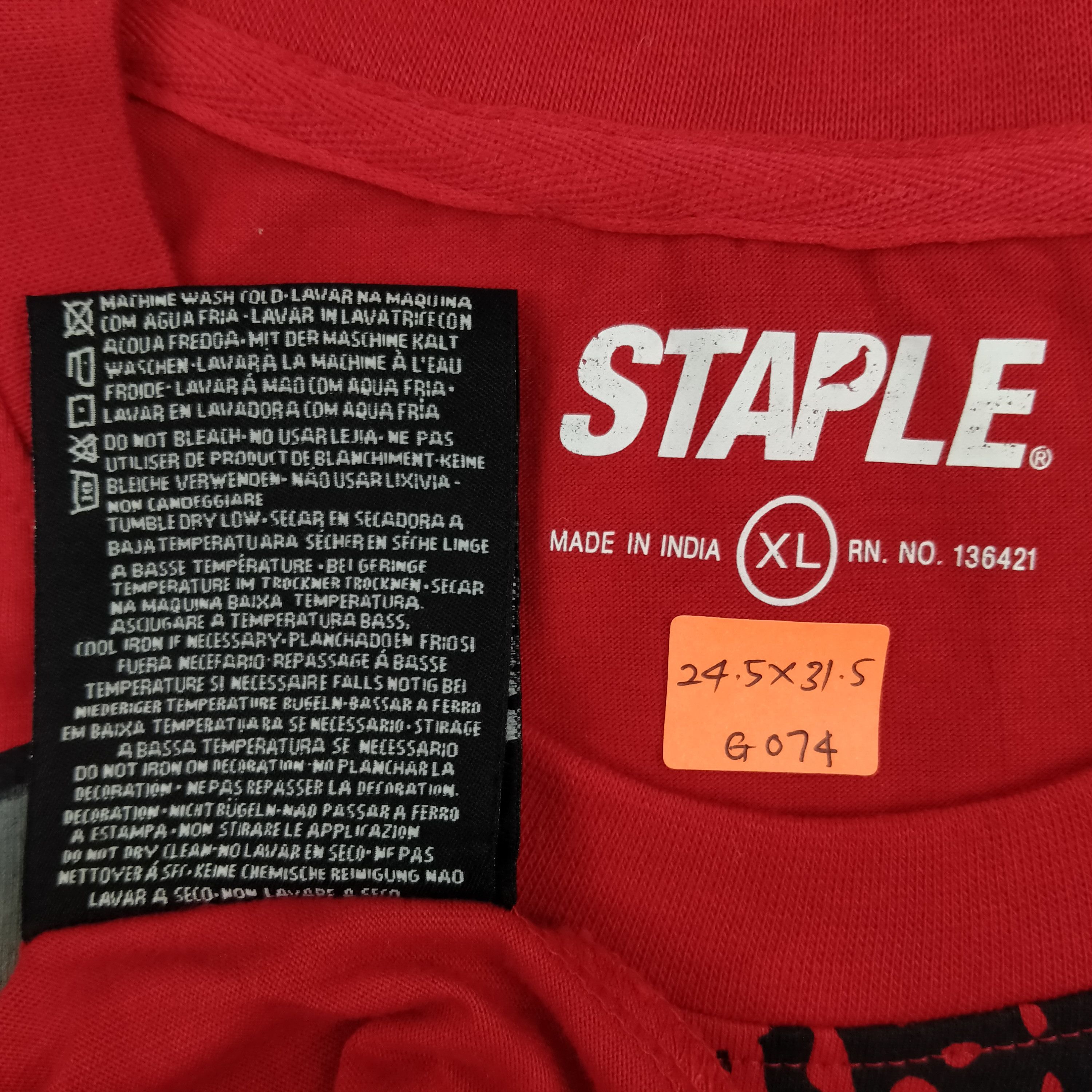 Japanese Brand Vintage Japanese Brand Staple XLarge Tshirt - G074 Size US XL / EU 56 / 4 - 5 Thumbnail