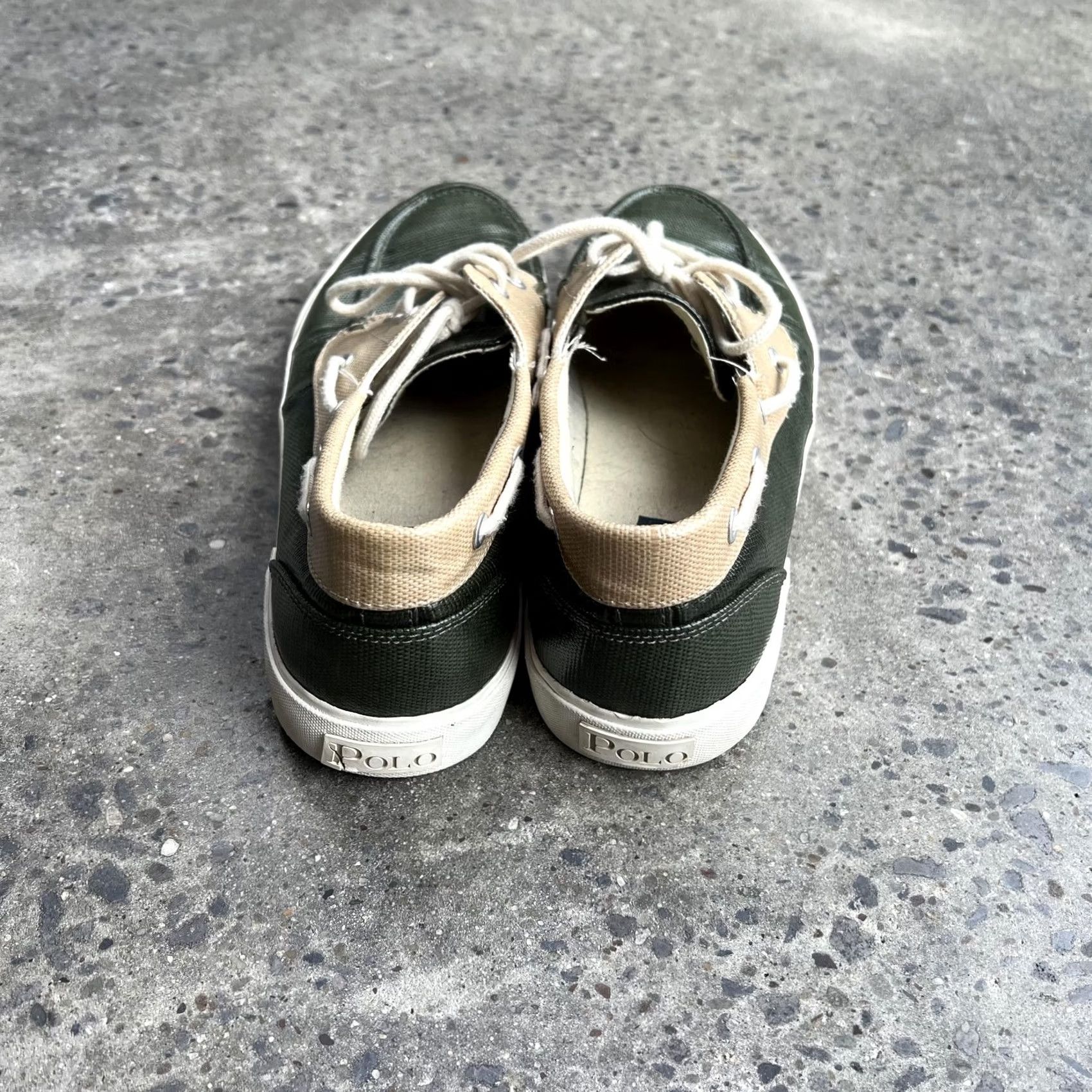 Polo Ralph Lauren Polo Ralph Lauren Lander Boat Shoe Mens 11D Green Tan Coated Canvas Casual Non-Slip Lace Up Deck Size US L / EU 52-54 / 3 - 3 Thumbnail