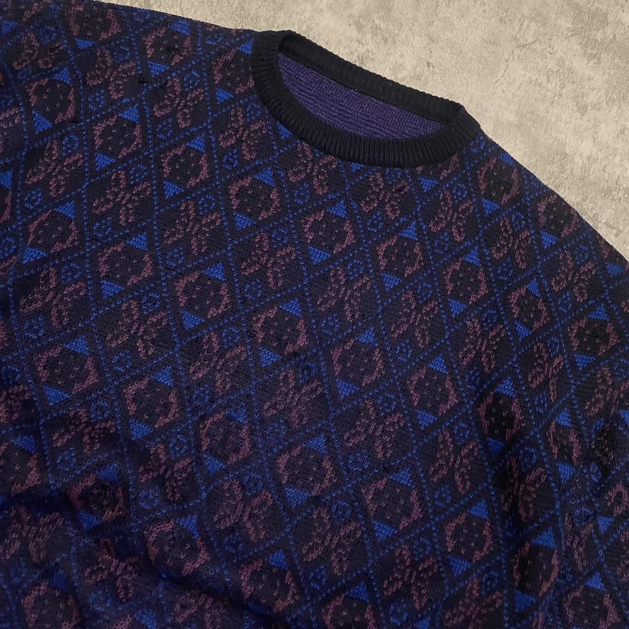 Other Blue and purple vintage 90s knit sweater streetwear Boxy Size L / US 10 / IT 46 - 3 Thumbnail