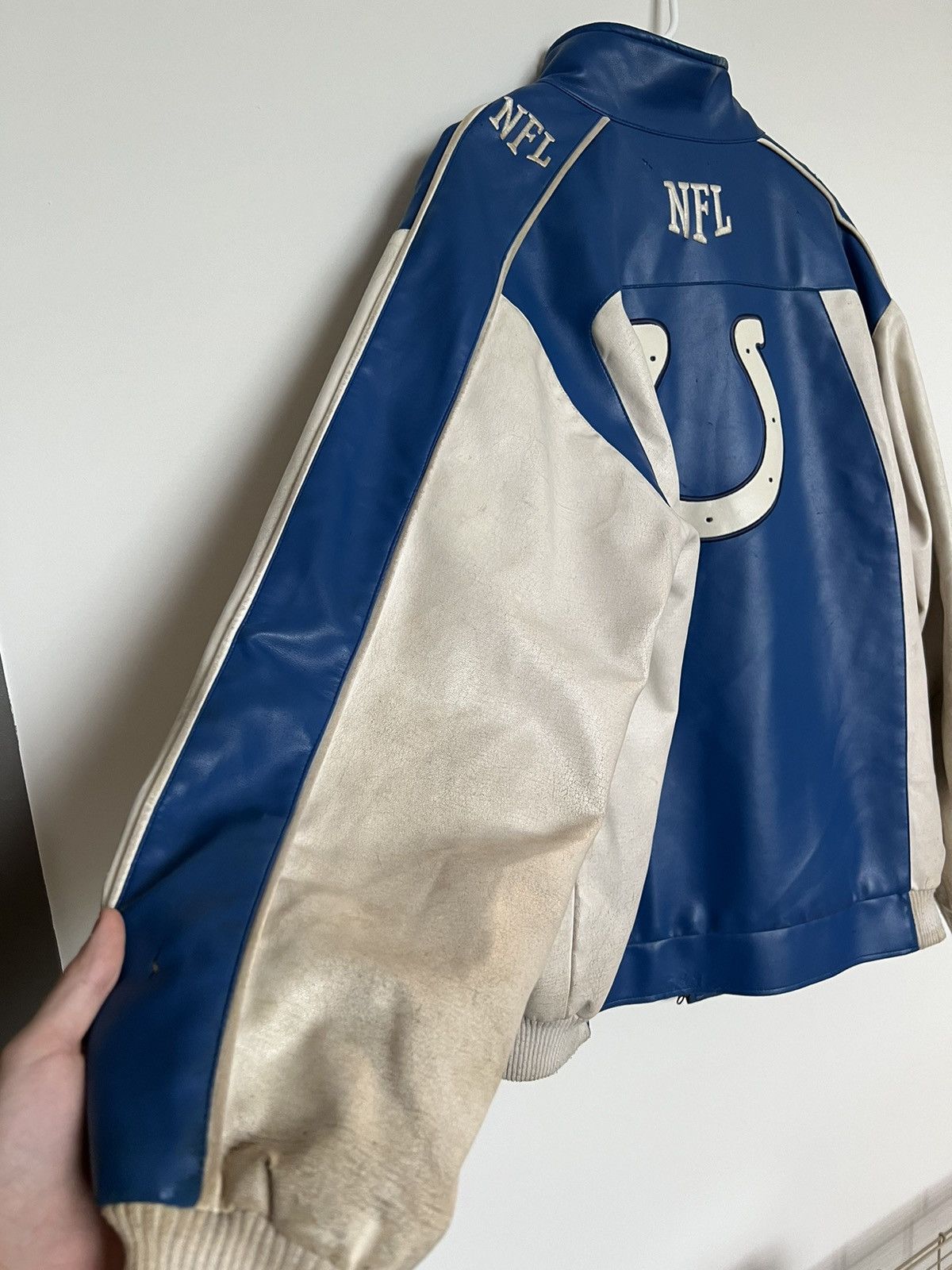 NFL × Vintage Insane Vintage 90s Indianapolis Colts Leather Jacket Size US M / EU 48-50 / 2 - 12 Thumbnail