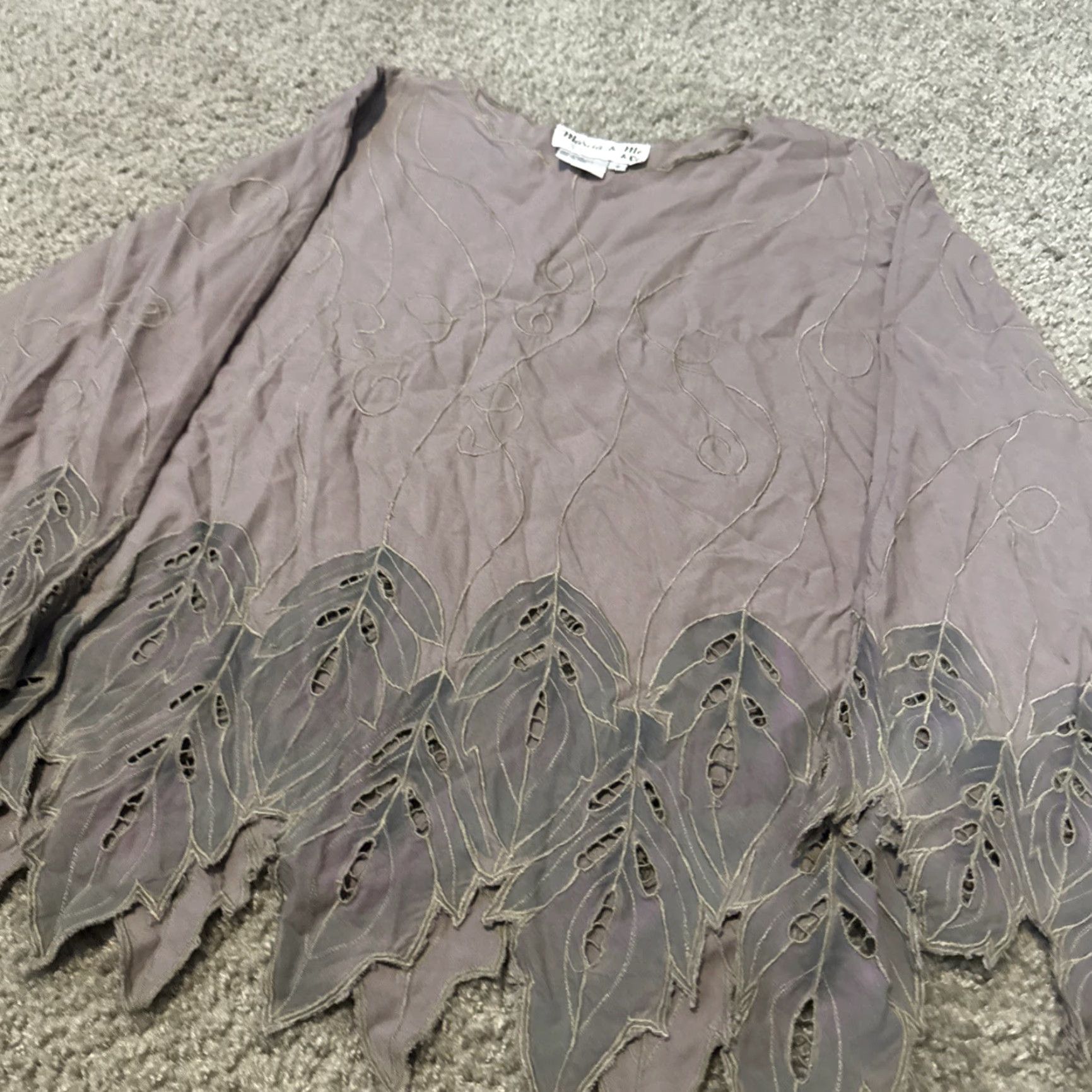 Vintage VINTAGE Marcia & Me & Co Blouse Long Sleeve Women Small Mauve 90s Boho Leaf Cut Out Hem Y2K Top Size S / US 4 / IT 40 - 4 Thumbnail
