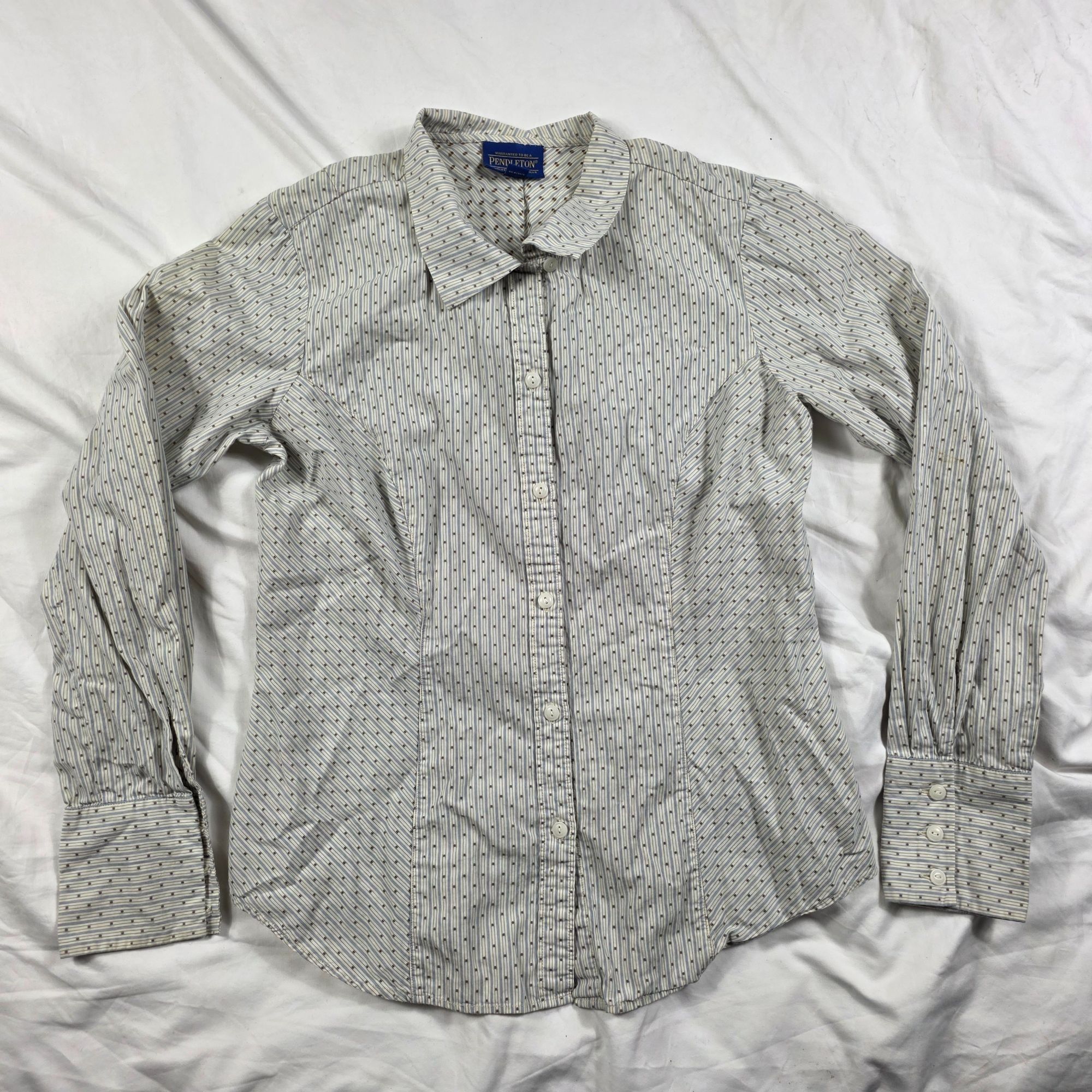Pendleton Pendleton Tailored Blouse Womens Size 8 White Blue Pinstripe Size M / US 6-8 / IT 42-44 - 1 Thumbnail