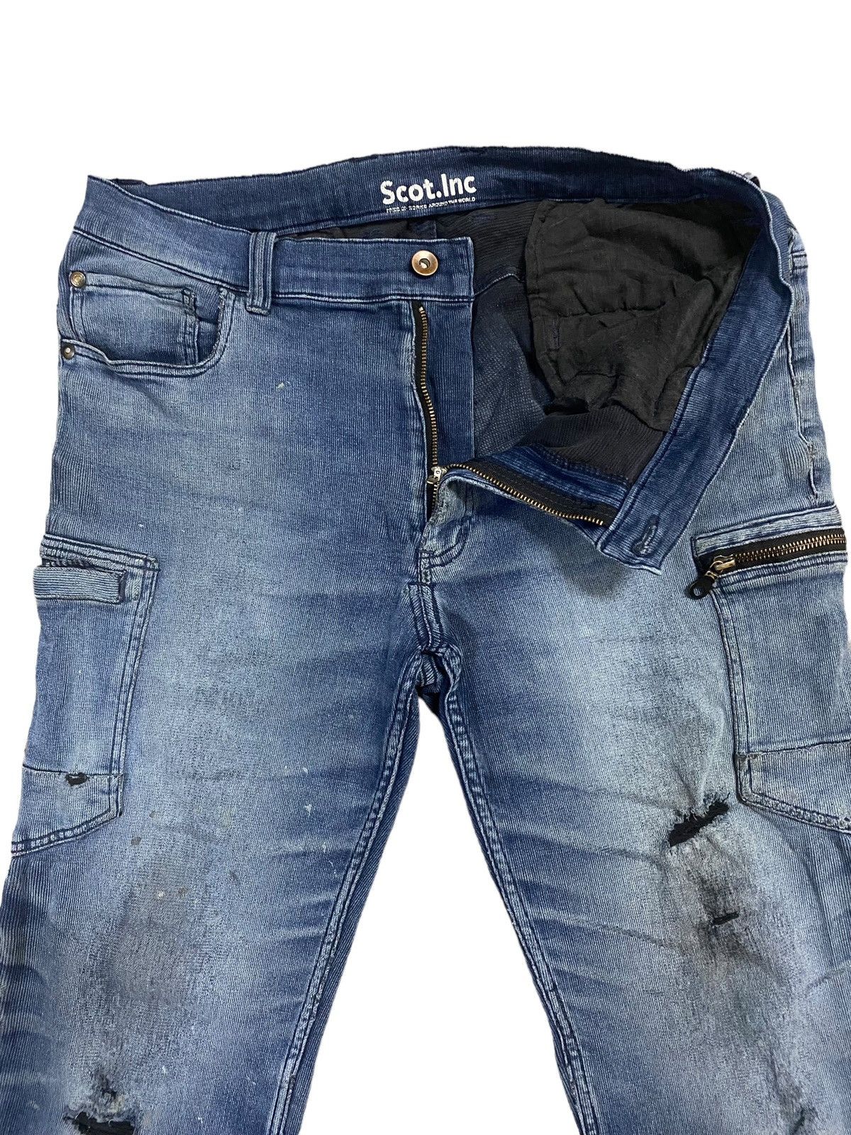 If Six Was Nine × Le Grande Bleu (L.G.B.) × Schott Vintage Scott Inc Cargo Distress Jeans Size US 34 / EU 50 - 3 Thumbnail