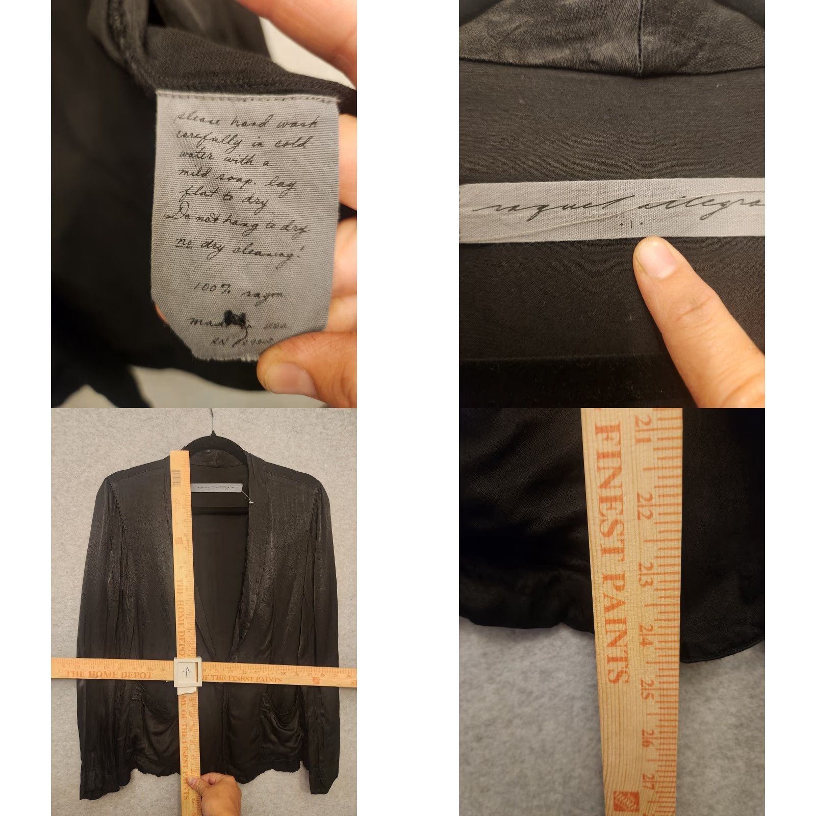 Vintage Raquel Allegra Blazer Women Medium Single Button Ruched Minimalist Shiny Black Blazer Women M Black Formal Workwear OPTIONS: None Size M / US 6-8 / IT 42-44 - 8 Thumbnail