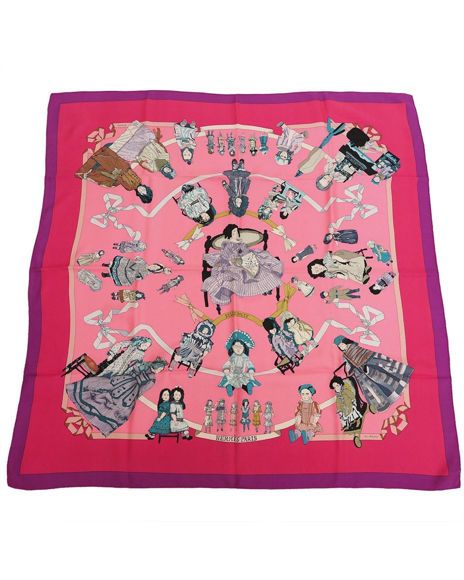 image of Iconic Hermes Carre 90 Silk Square Scarf in Pink, Women's