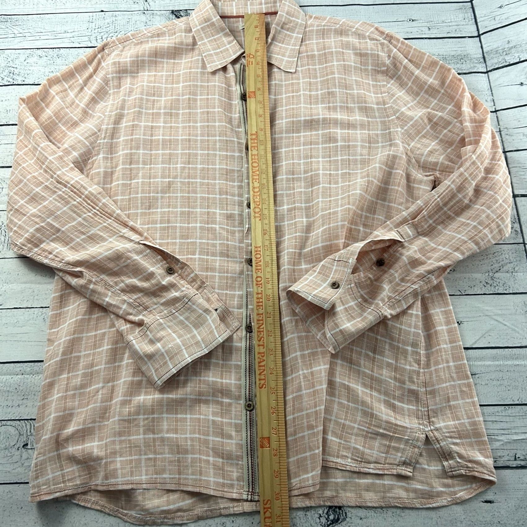 Carbon2Cobalt VINTAGE Carbon 2 Cobalt Shirt Plaid Button-Up Long Sleeve Mens 2XL Orange Linen Blend Size US XXL / EU 58 / 5 - 3 Thumbnail