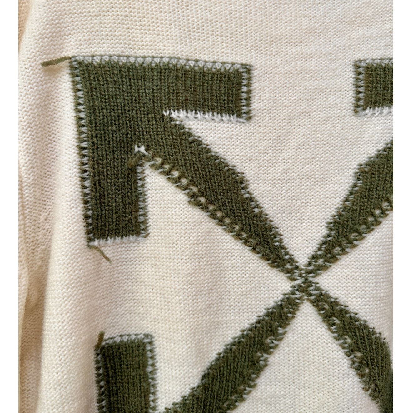 Off-White Off-White Reverse Arrow Diag Knit Crew Sweater White / Green Size US XL / EU 56 / 4 - 8 Thumbnail