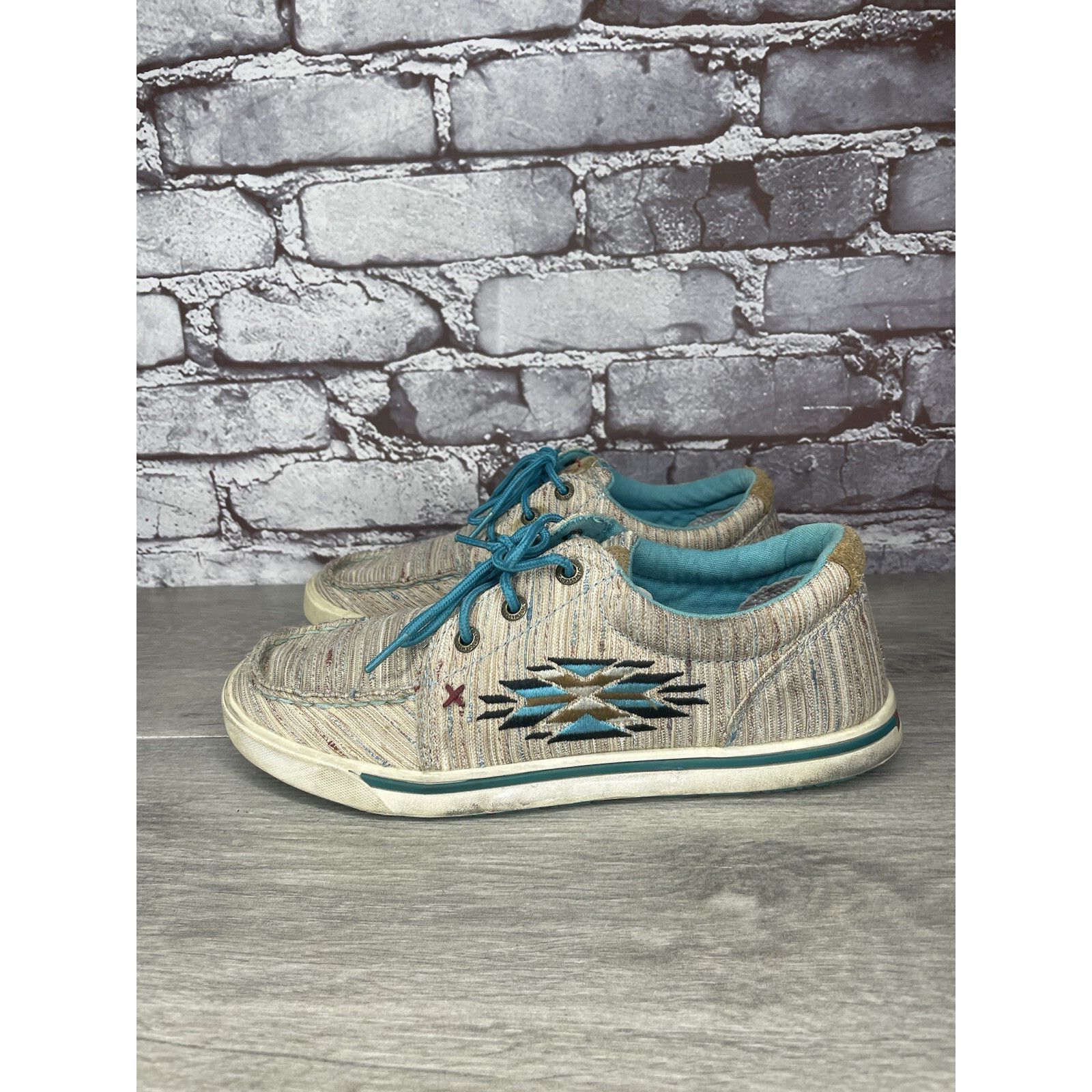 Other Hooey Loper By Twisted X Tan Fabric Western Blue Lace Shoes Size US 6.5 / IT 36.5 - 18 Thumbnail