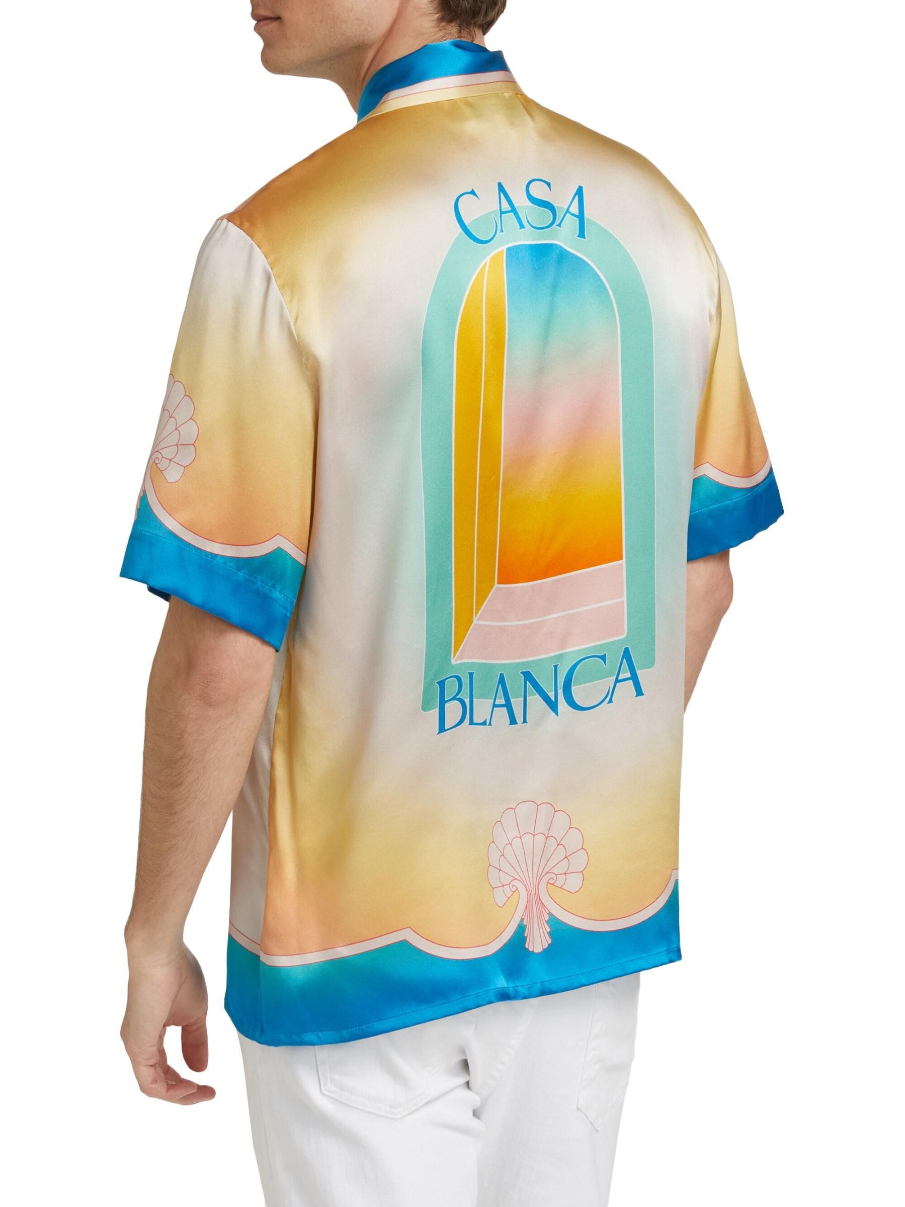 Casablanca os11x0725 Silk Satin Ombré Cuban Collar Short-Sleeve Shirt Size US XL / EU 56 / 4 - 4 Thumbnail