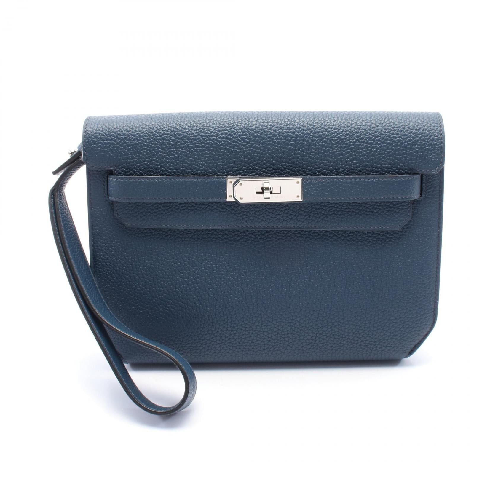 Hermes Hermes Kelly Depeche 25 Veil Bosphore Clutch Bag Clemence Leather Blue Green Silver Hardware Z Stamp Size ONE SIZE - 1 Thumbnail