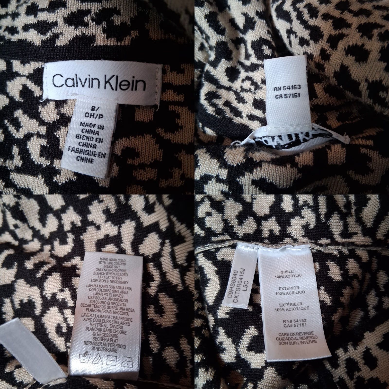 Calvin Klein Calvin Klein Sweater Women Small Cat Animal Cheetah Leopard Funnel Neck Knit Size S / US 4 / IT 40 - 8 Thumbnail