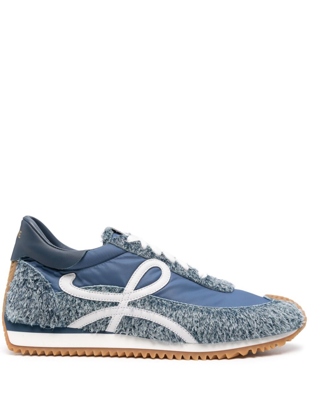 Flow Runner Leather-Trimmed Brushed-Suede and Nylon Sneakers in Navy