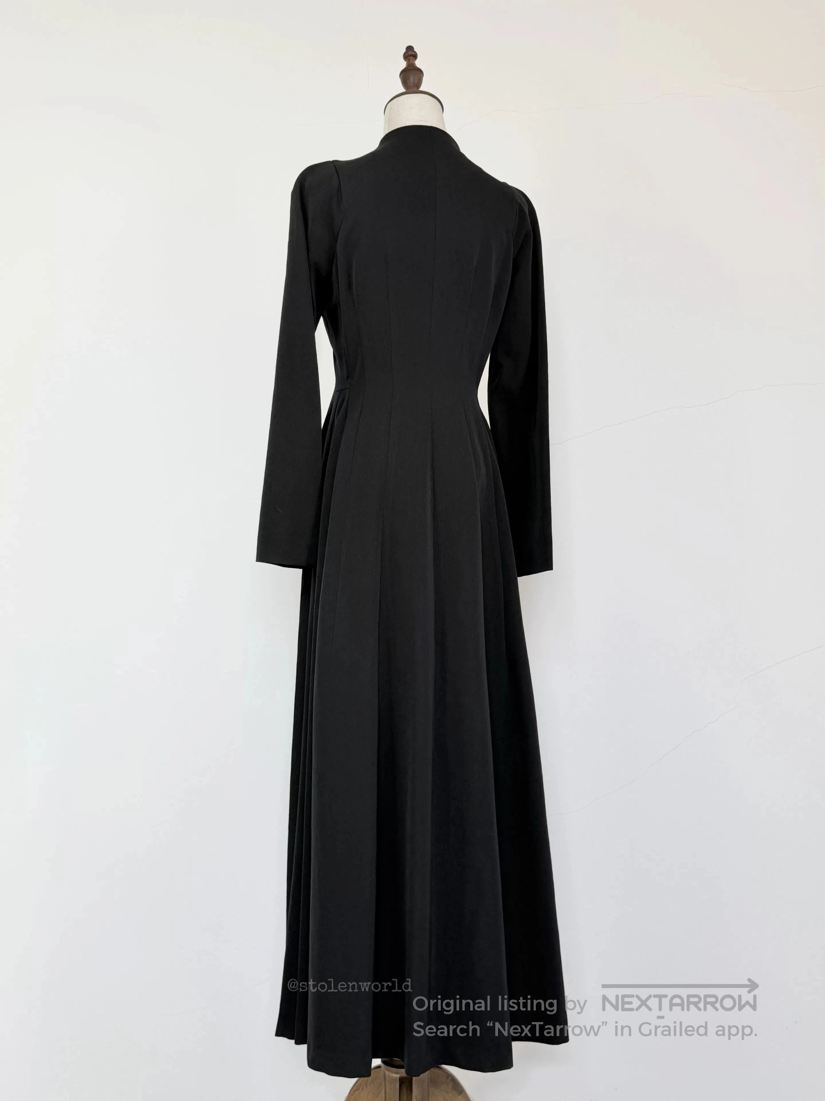 Yashi Yamamuri elegant black long wool dress. Size M / US 6-8 / IT 42-44 - 4 Thumbnail