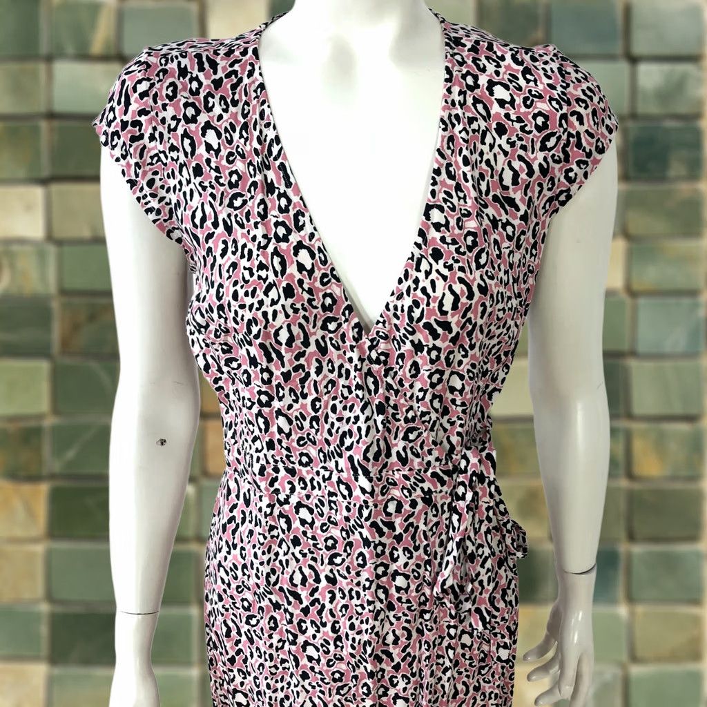 J.Crew J.Crew XSP XS Petite Faux Wrap V-Neck Cap Sleeve Midi Animal Printed Dress Black Size XS / US 0-2 / IT 36-38 - 1 Thumbnail