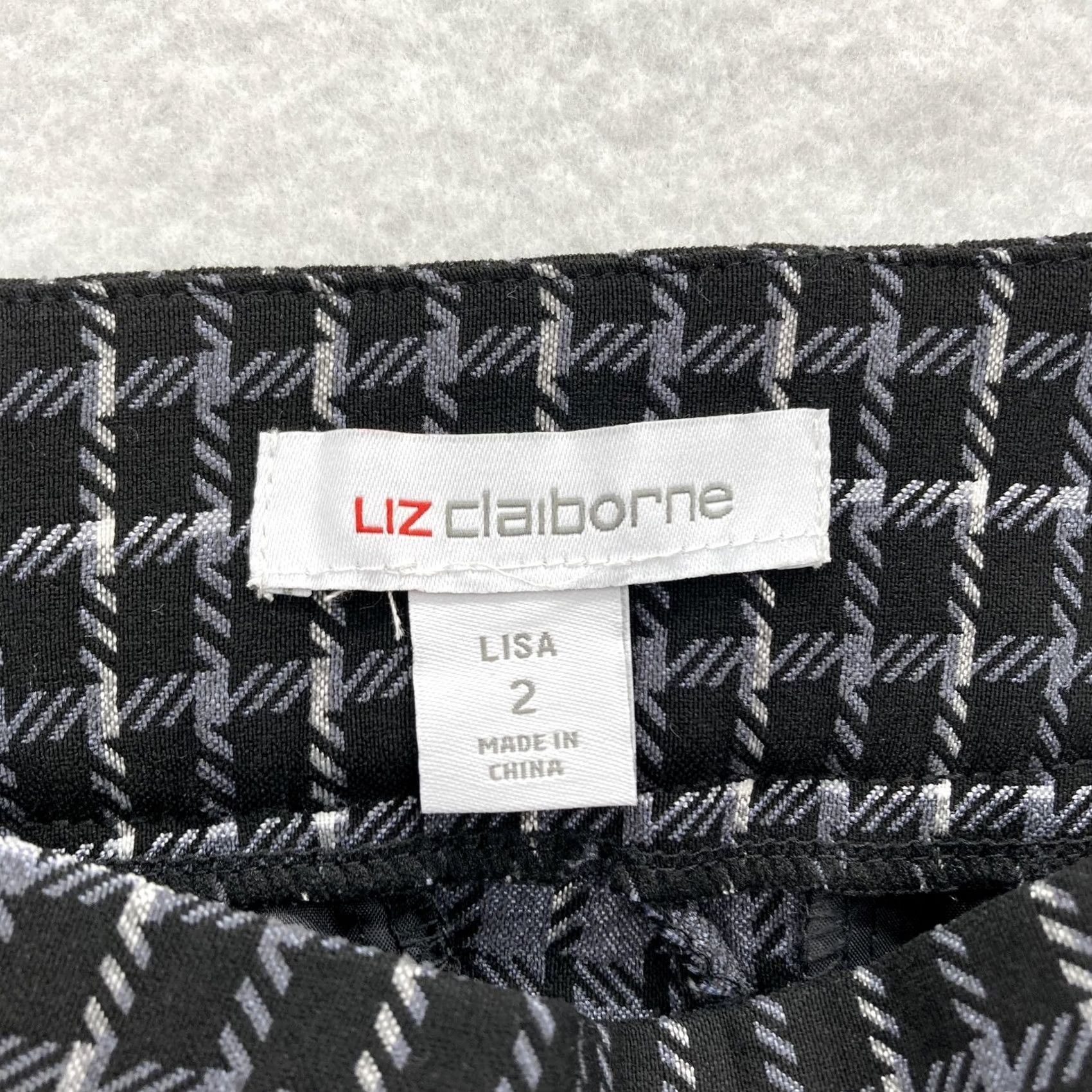 Liz Claiborne Liz Claiborne Pants Womens 2 Black Gray Plaid Lisa Straight Leg Secretly Slimming Dress Pants Adult Regular XS? (No) Size 26" / US 2 / IT 38 - 4 Thumbnail
