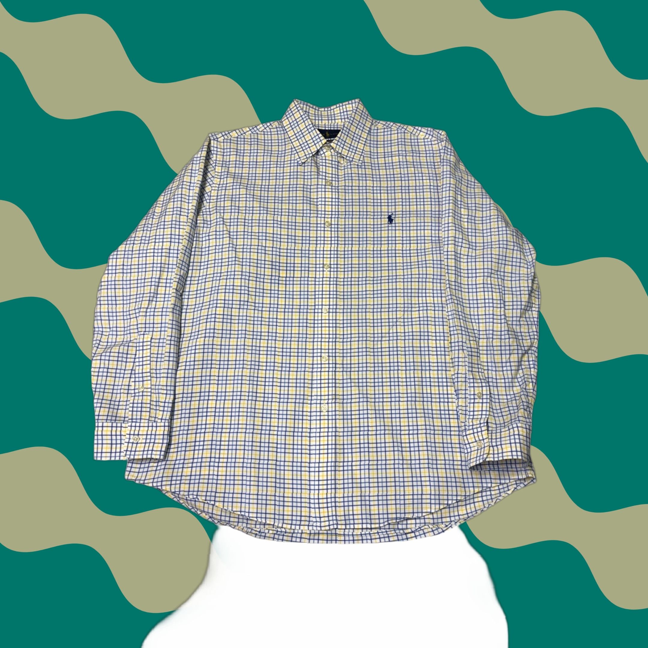 Ralph Lauren Ralph Lauren Mens Button-Down Shirt Yellow Blue Plaid Stretch Cotton L Size US L / EU 52-54 / 3 - 1 Thumbnail