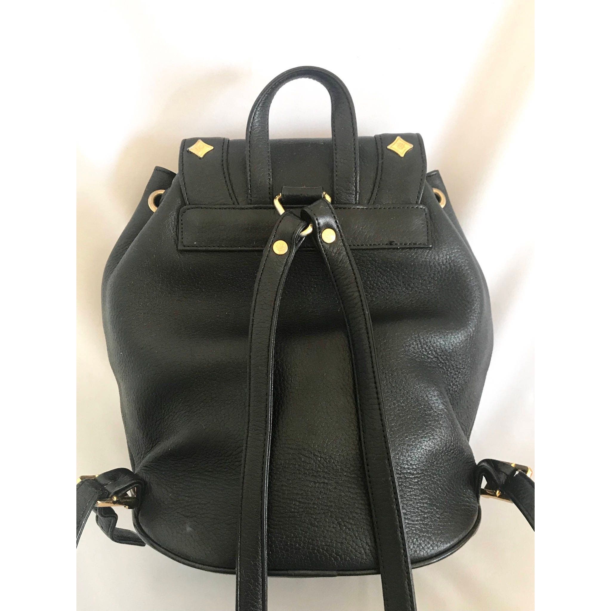 MCM Vintage MCM black backpack with golden studded logo motifs Size ONE SIZE - 5 Thumbnail
