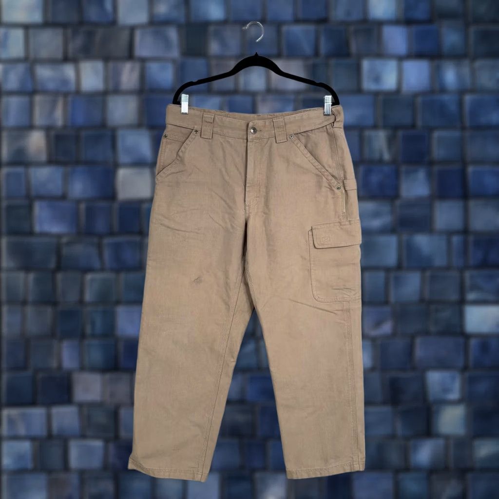 Duluth Trading Company Duluth Trading Co Mens Beige Canvas Carpenter Workwear Utility Pants 36 X 30 Cargo Pockets Straight Leg Relaxed Fit 65% Cotton 35% Polyester Size US 36 / EU 52 - 1 Thumbnail