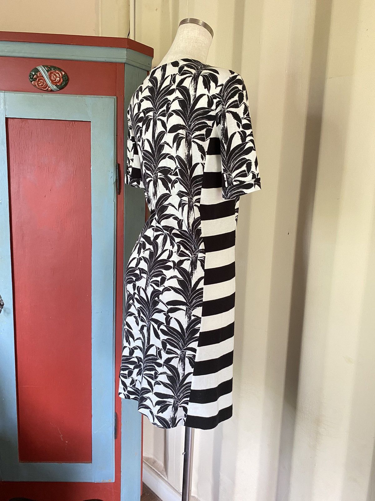Chloe See By Chloé Black & White Striped Palm Print Dress Size XS / US 0-2 / IT 36-38 - 5 Thumbnail