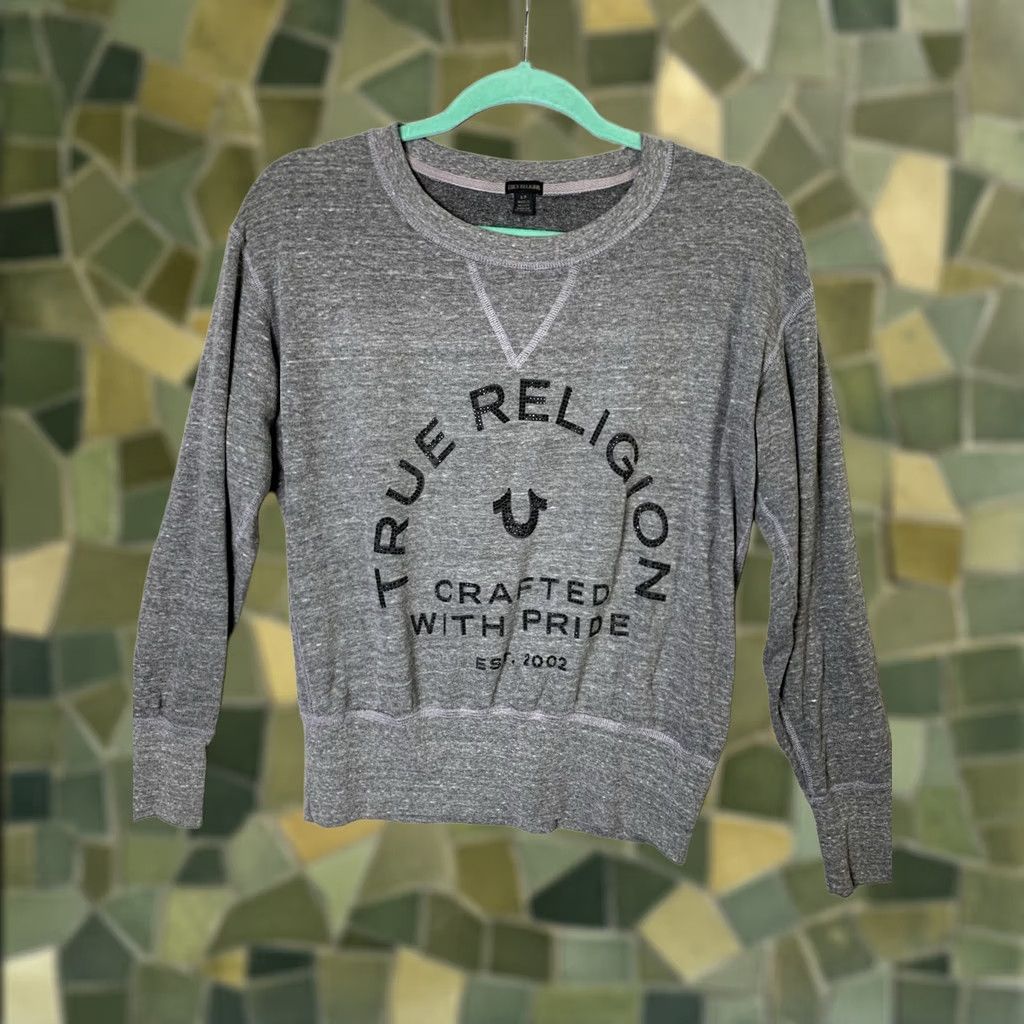 True Religion True Religion Sweatshirt Womans Size Small Gray Y2K Minimalist Bejeweled Size S / US 4 / IT 40 - 1 Thumbnail