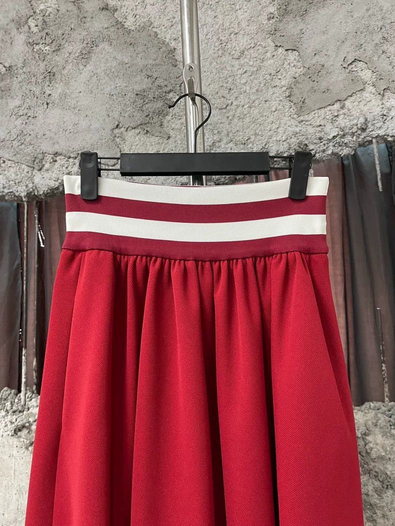 Prada Miumiu Red Skirt with White Stripes -2505 Size 39" - 3 Thumbnail