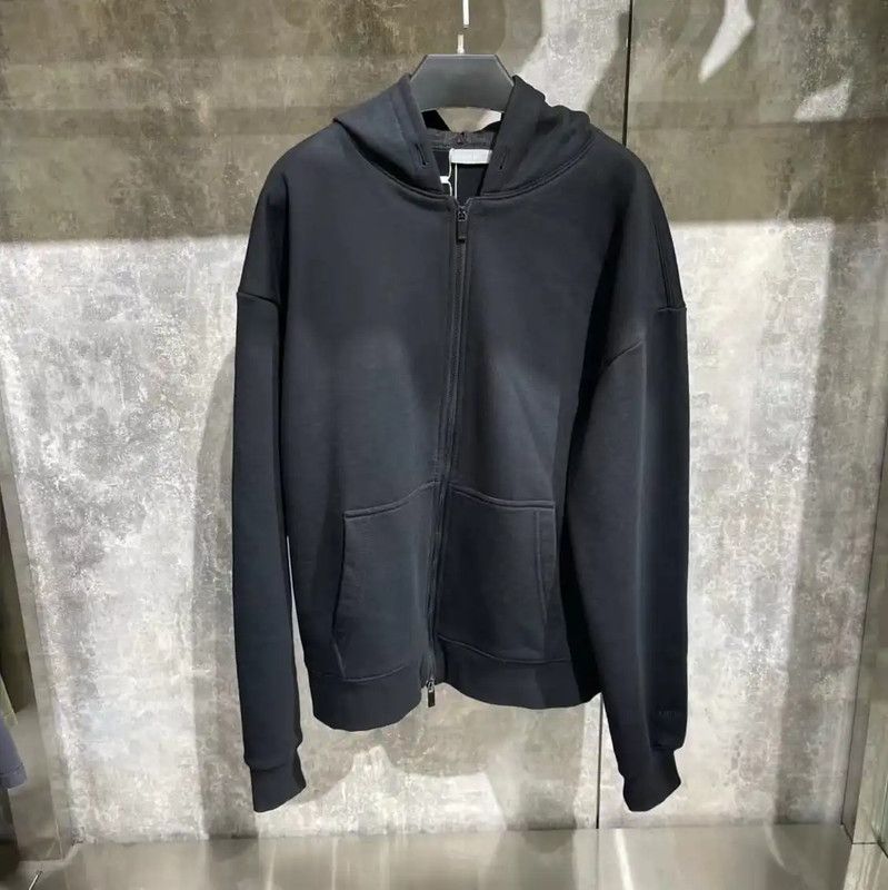 Dior Men's Black Cotton Zip-Up Hoodie 0089