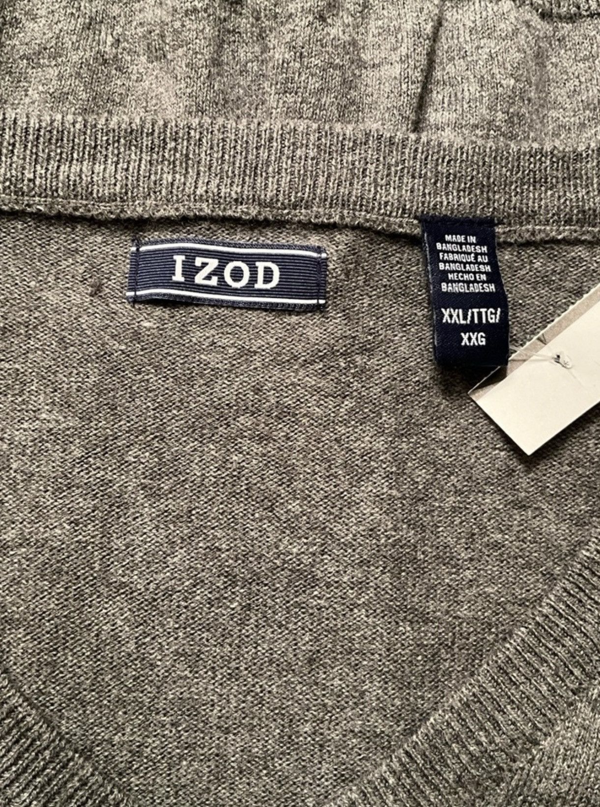 Izod NWT IZOD Men's Gray V-Neck Sweater XXL Size US XXL / EU 58 / 5 - 4 Thumbnail