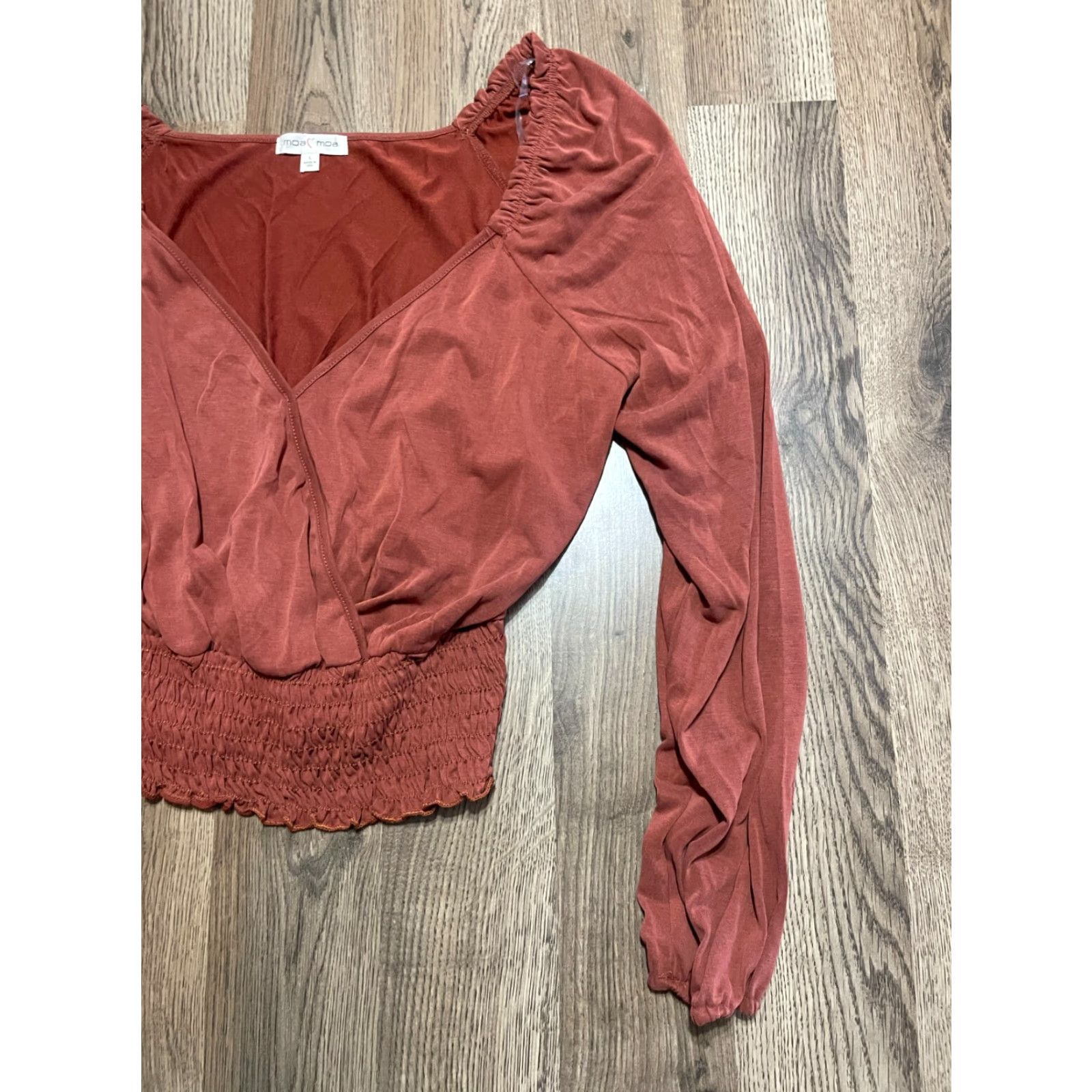 Vintage Moa Moa Shirt Womens Large Orange Crop Top V-neck T-Shirt Casual Cropped Regular Size L / US 10 / IT 46 - 4 Thumbnail