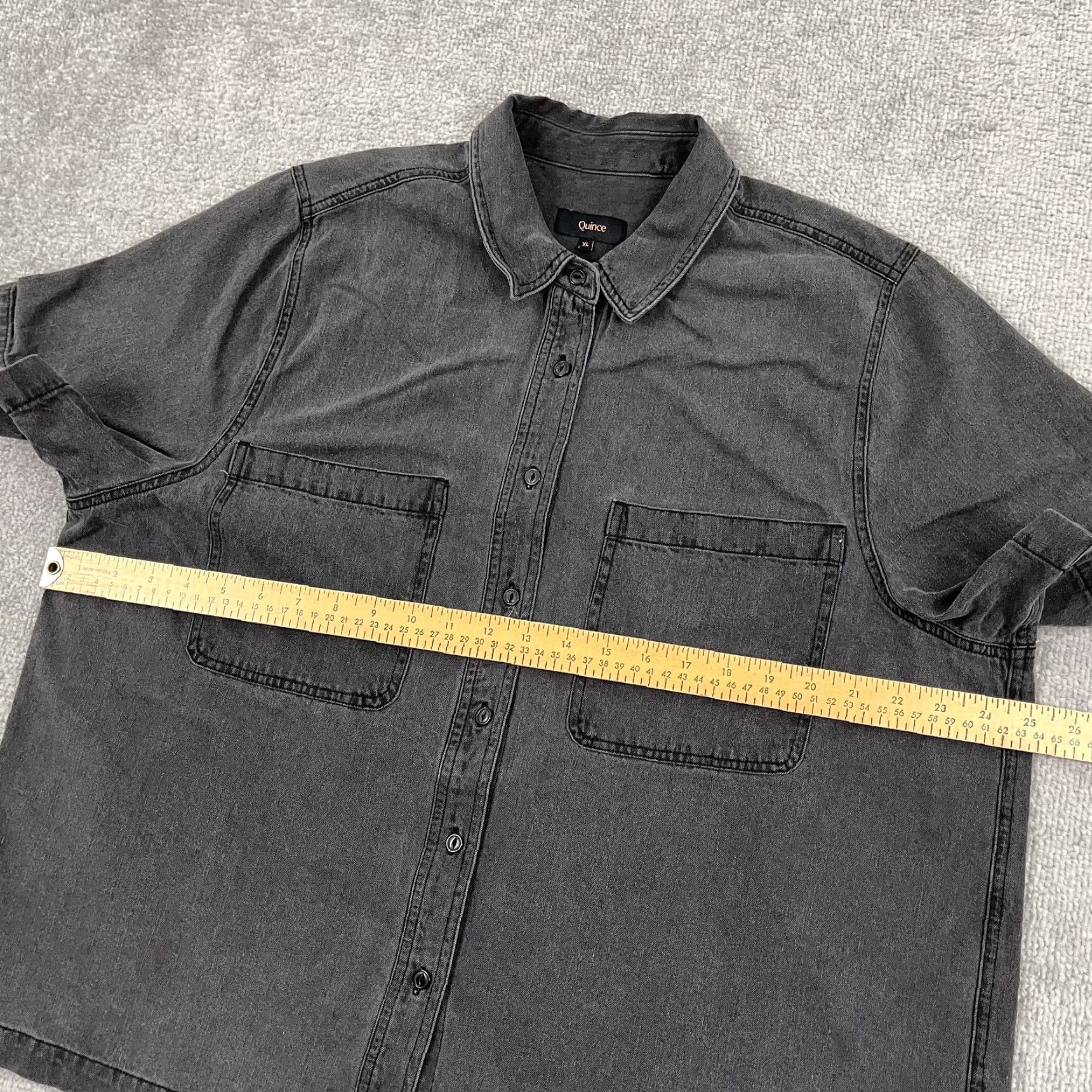 Quince Quince Boxy Button-Up Shirt Womens XL Casual Gray Cotton Short Sleeve Pockets Size XL / US 12-14 / IT 48-50 - 4 Thumbnail