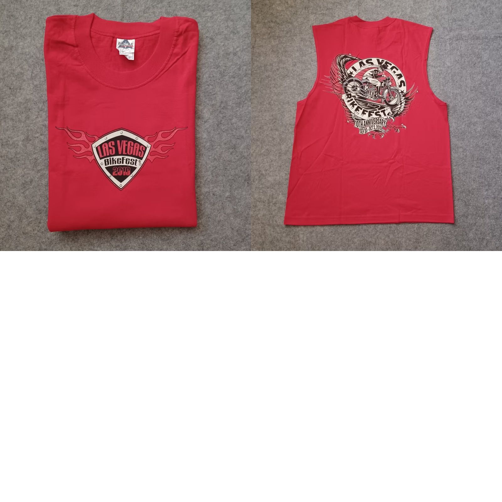 Doublet VINTAGE Las Vegas Bike Fest T Shirt Mens L Red 10th Anniversary Double Side Logo 2010 Size US L / EU 52-54 / 3 - 9 Thumbnail