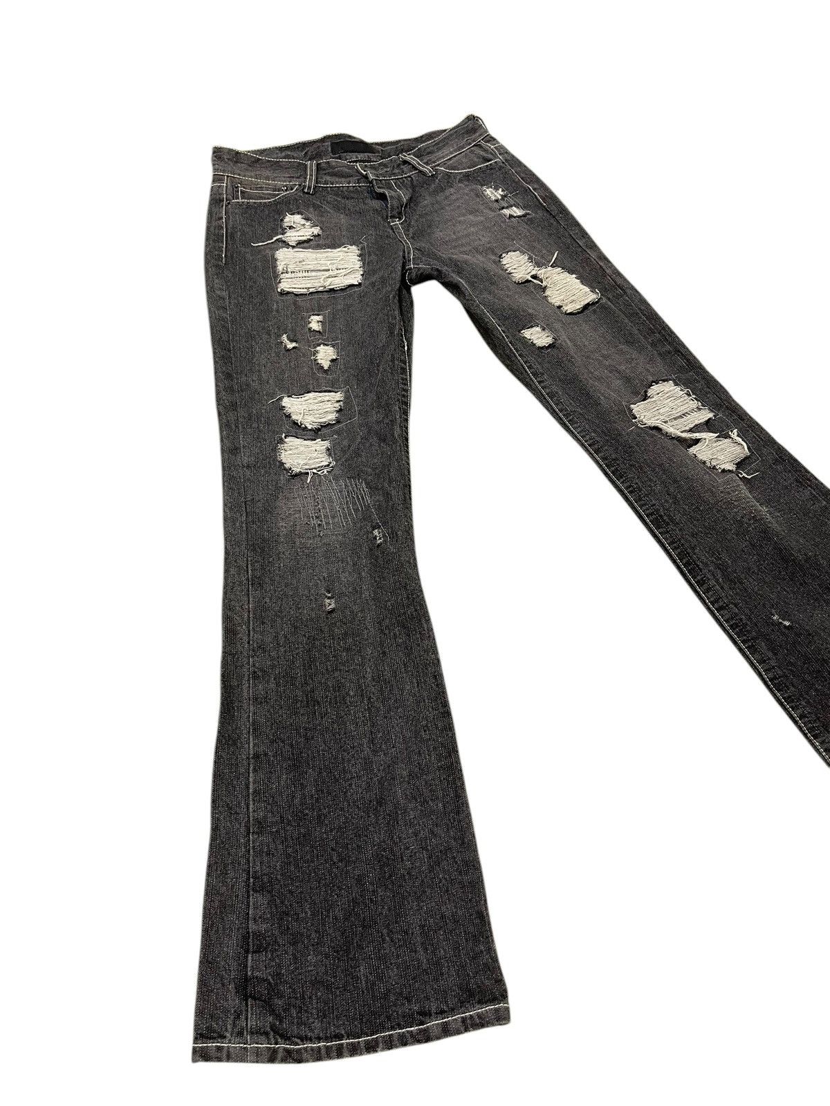 Japanese Brand Flare Jeans Sparkle Patchwork Low Rise Boot Cut 1🟦3 Size US 29 - 1 Thumbnail