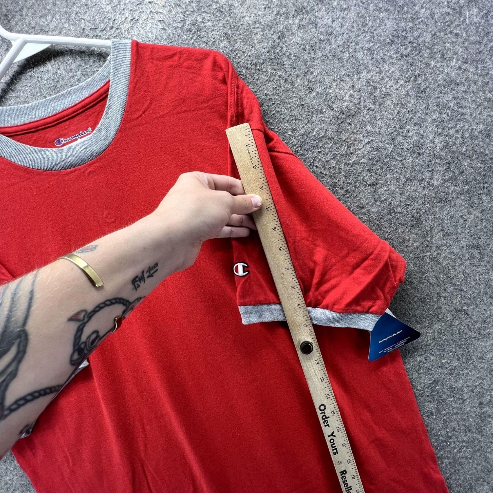 Champion Champion Shirt Mens Large Red Ringer Tee C Logo Embroidered Tagless Short Sleeve Crew Neck L Mens Size US L / EU 52-54 / 3 - 5 Thumbnail