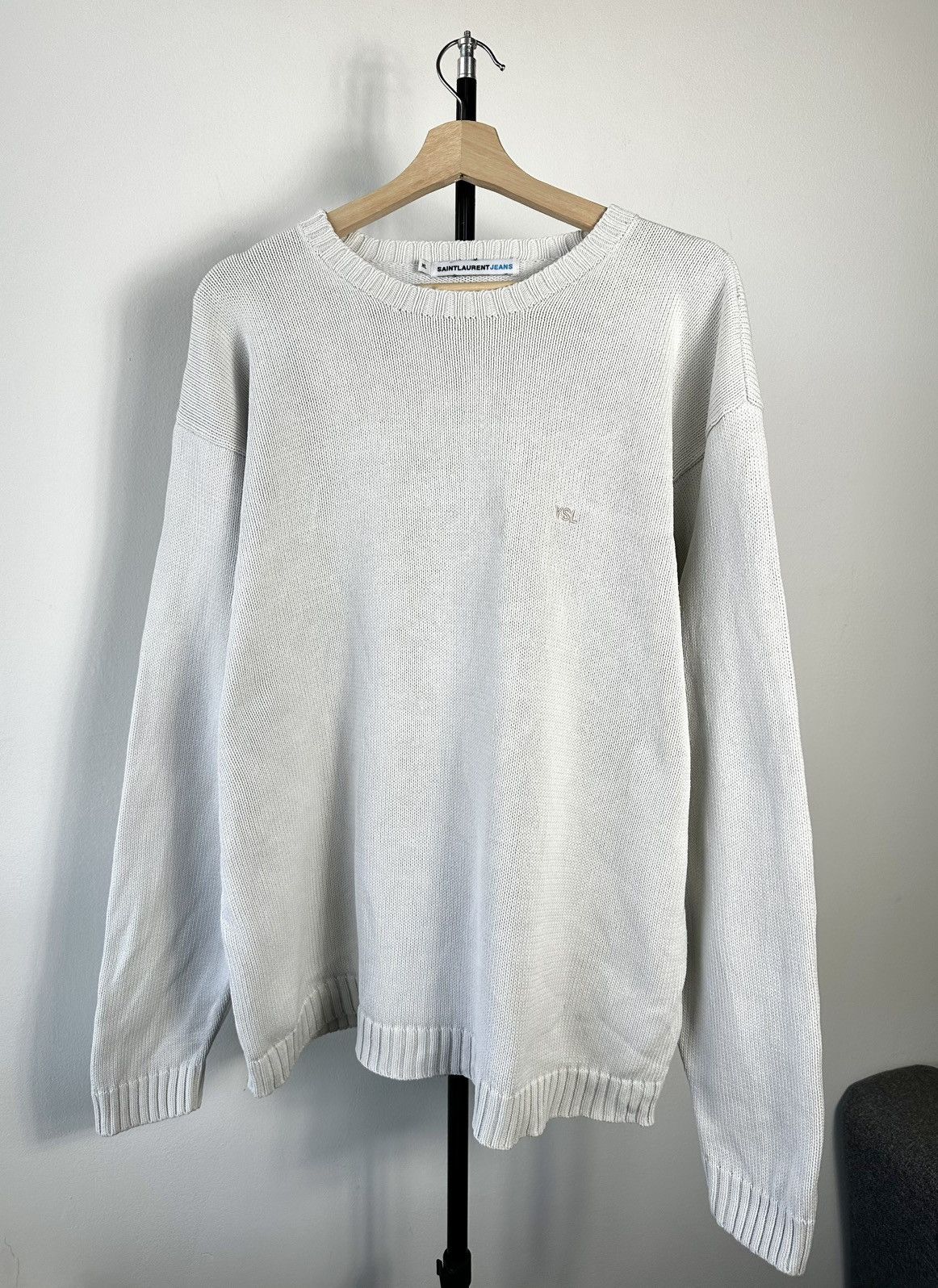 Yves Saint Laurent Vintage Saint Laurent Jeans Tonal Logo Knit Sweater Size US XL / EU 56 / 4 - 1 Thumbnail