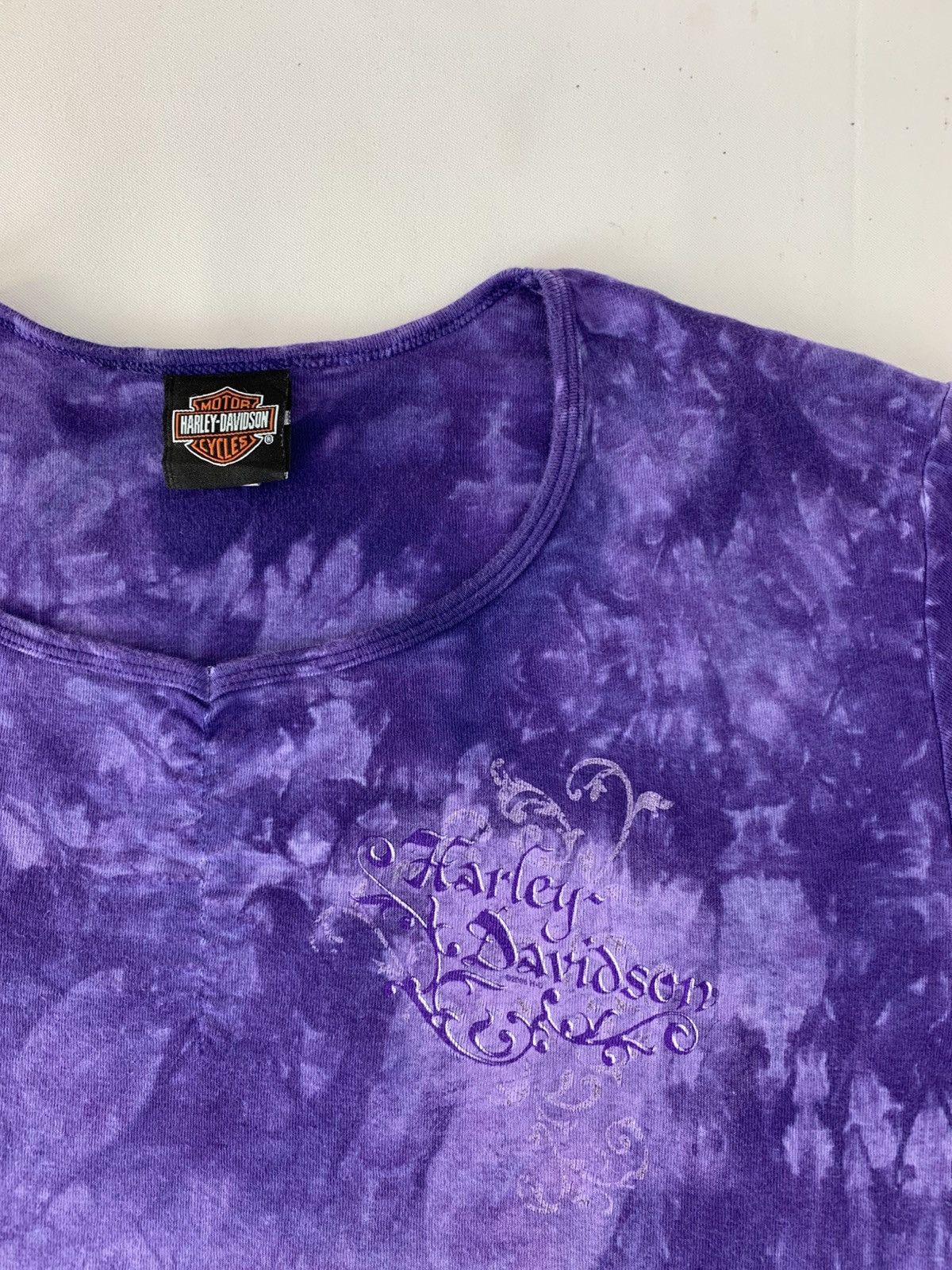 Harley Davidson 90s Harley Davidson V Neck Tye Dye Printed Longsleeve Tee Size XL / US 12-14 / IT 48-50 - 4 Thumbnail